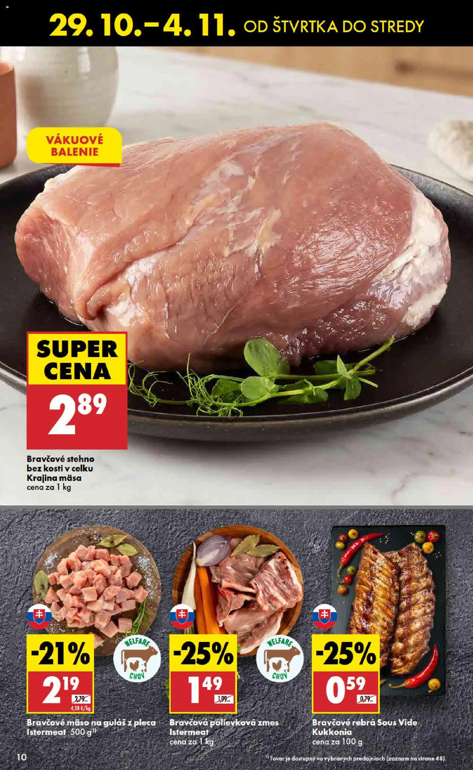Nové Biedronka akcie – leták je platný od 29.10.2026 | Strana: 10 | Produkty: Bravčové rebrá, Bravčové stehno, Mäso, Bravčové mäso