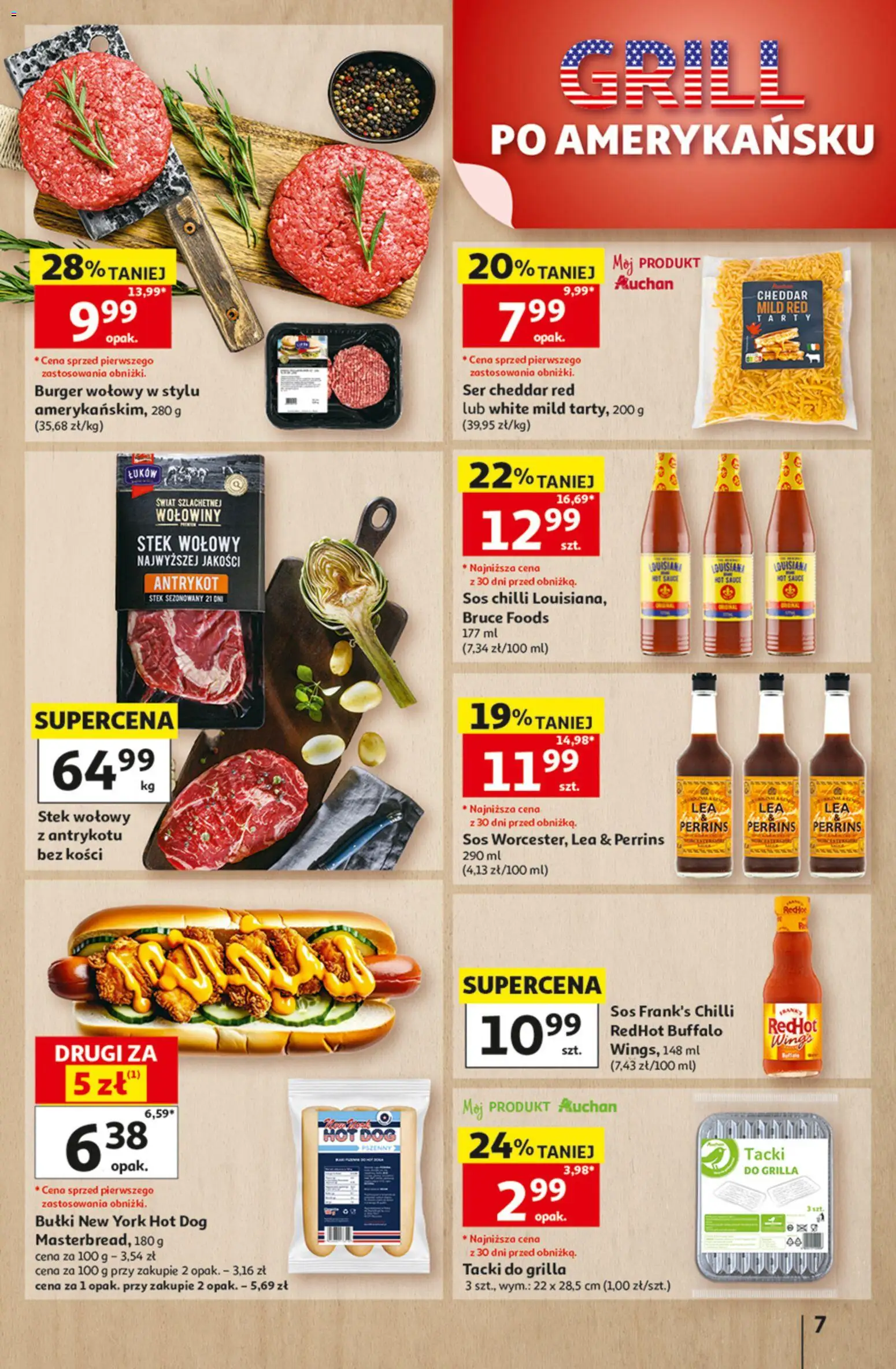 Auchan gazetka od 13.08.2026 | Strona: 7 | Produkty: Bułki, Stek, Antrykot, Hot dog