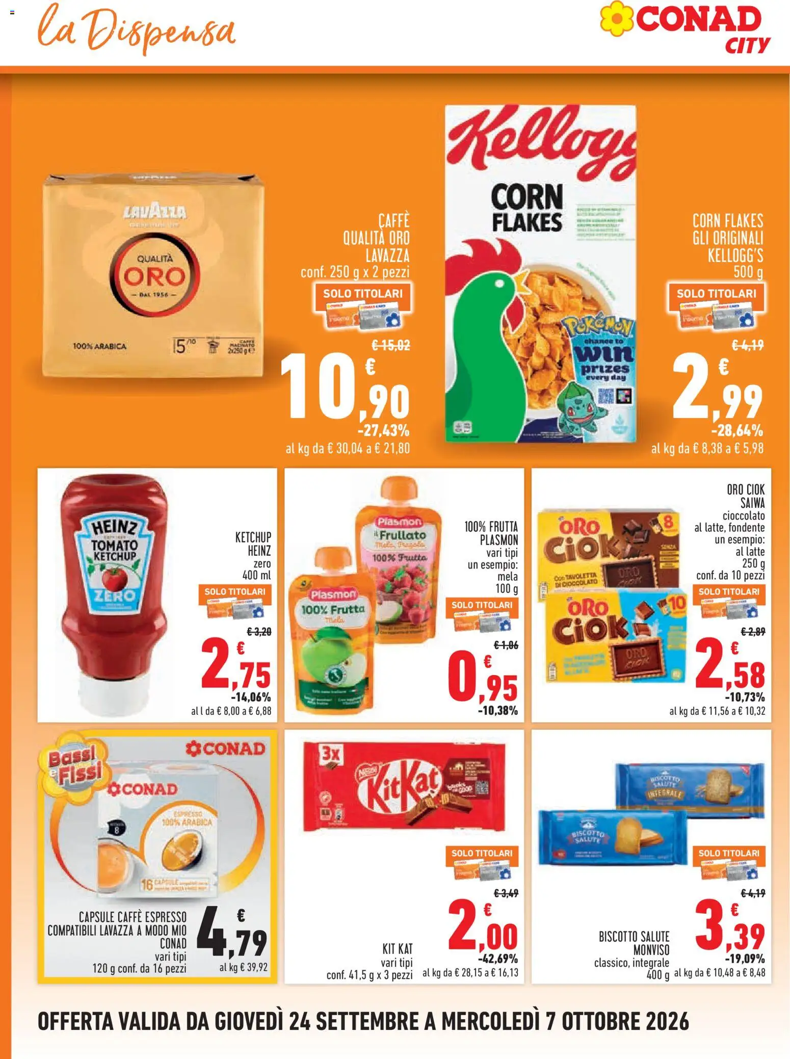 Volantino Conad del 24/09/2026 | Pagina: 10 | Prodotti: Frutta, Latte, Tavoletta, Lavazza