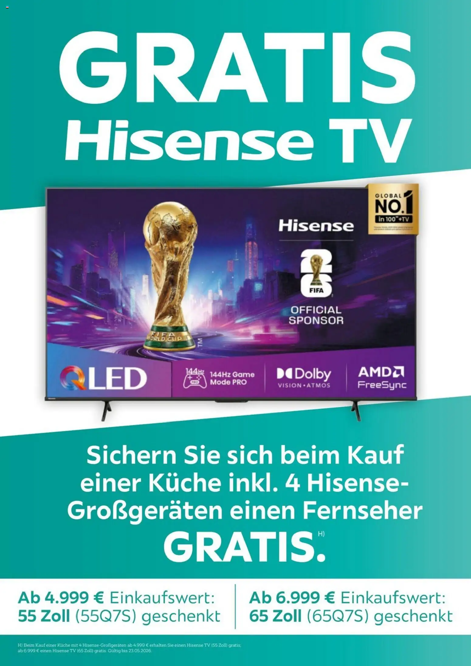 XXXLutz Nr. 1 bei küchen – gültig ab 09.05.2026 | Seite: 3 | Produkte: Hisense, Küche, TV, Fernseher
