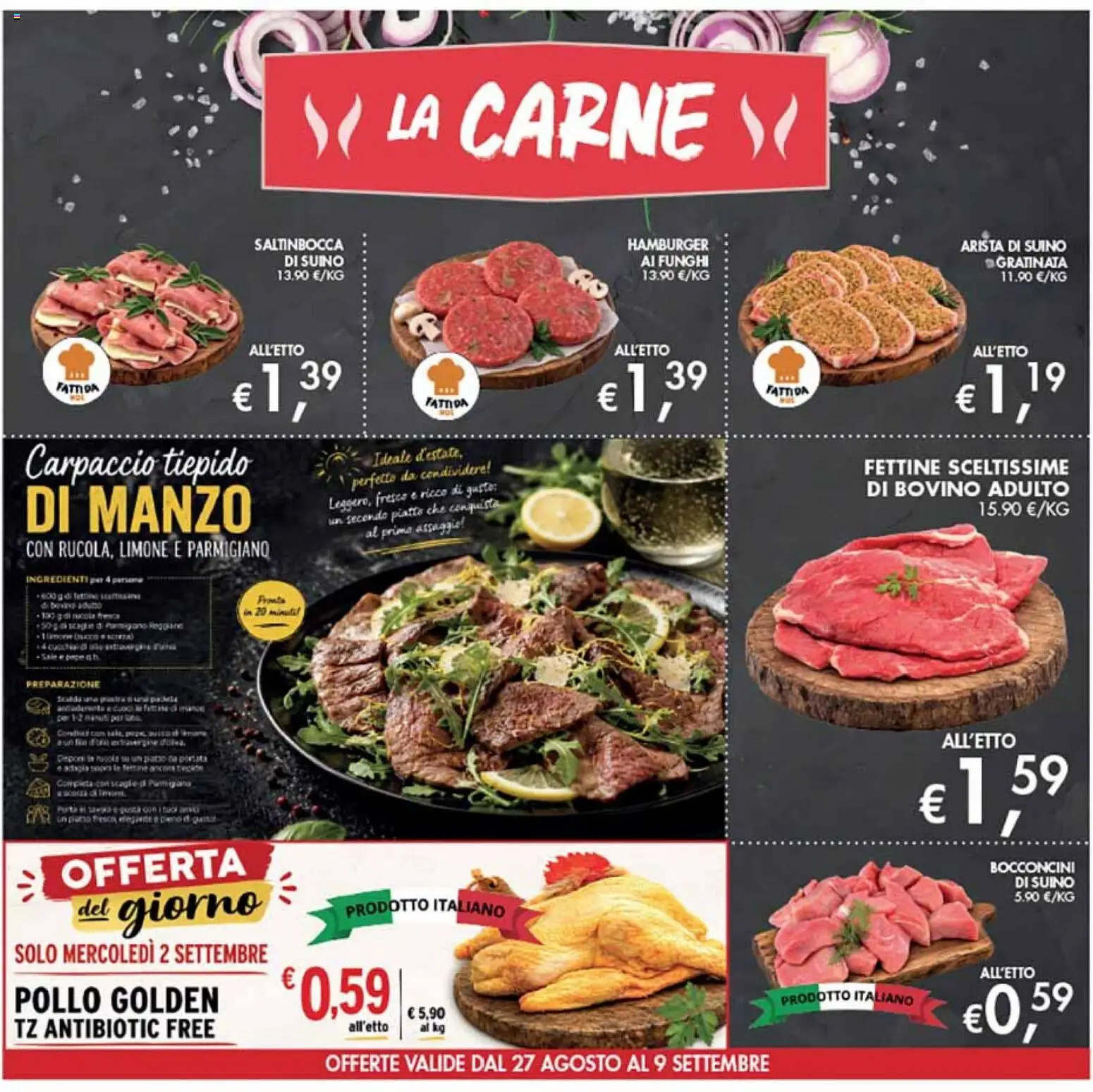Volantino Coal del 27/08/2026 | Pagina: 4 | Prodotti: Bovino, Rucola, Limone, Parmigiano