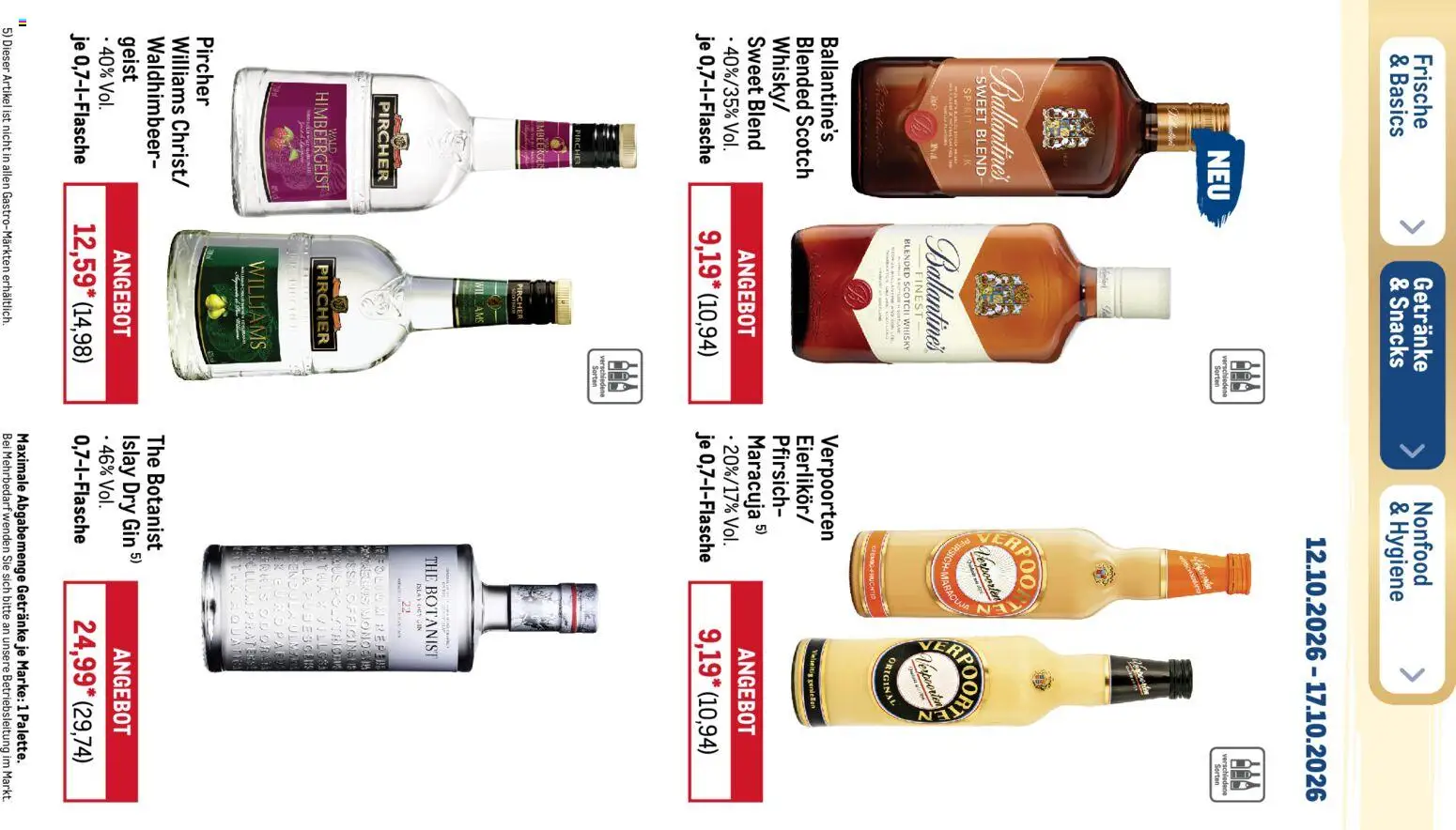 Metro Black Friday – gültig ab 12.10.2026 | Seite: 23 | Produkte: Whisky, Pfirsich, Gin