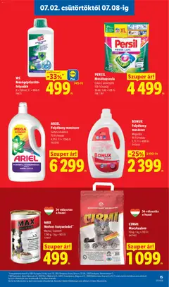 Lidl akciós újság - amely érvényes a következő dátumtól: 2026.07.02. | Oldal: 15 | Termékek: Macskaalom, Persil, Mosókapszula, Mosószer