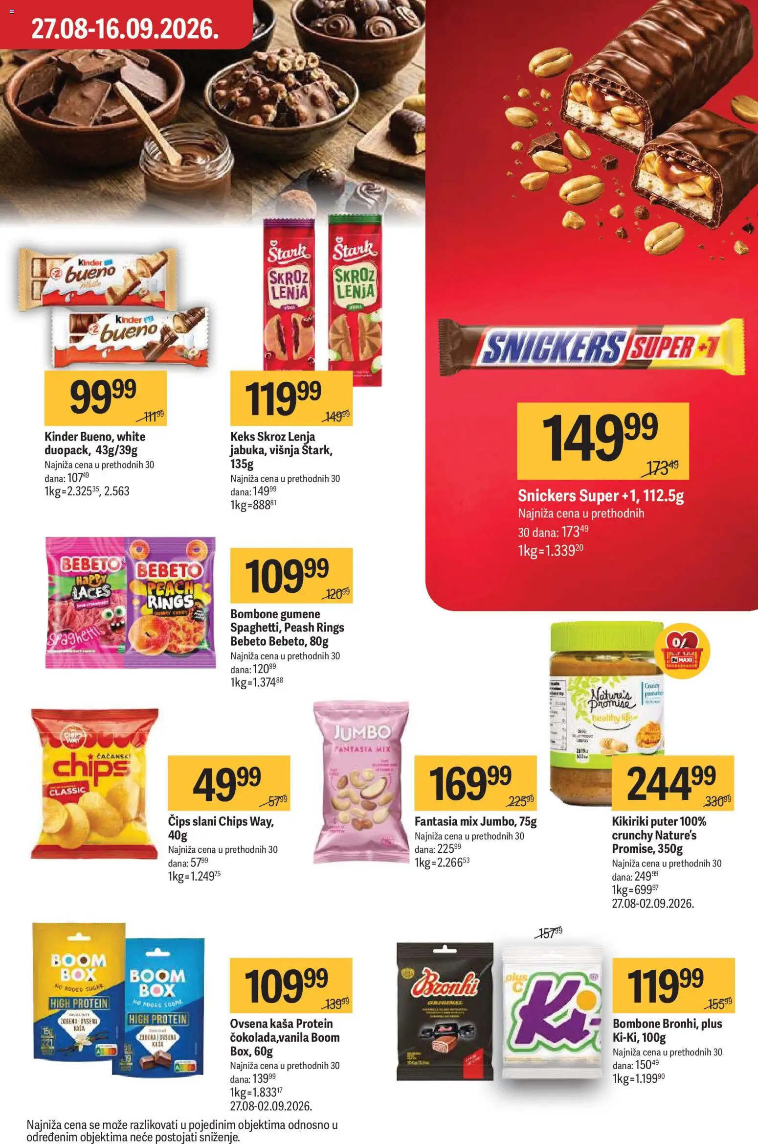 Maxi katalog - važi od 27.08.2026 | Strana: 37 | Proizvode: Čips, Ovsena kaša, Kikiriki puter, Candy
