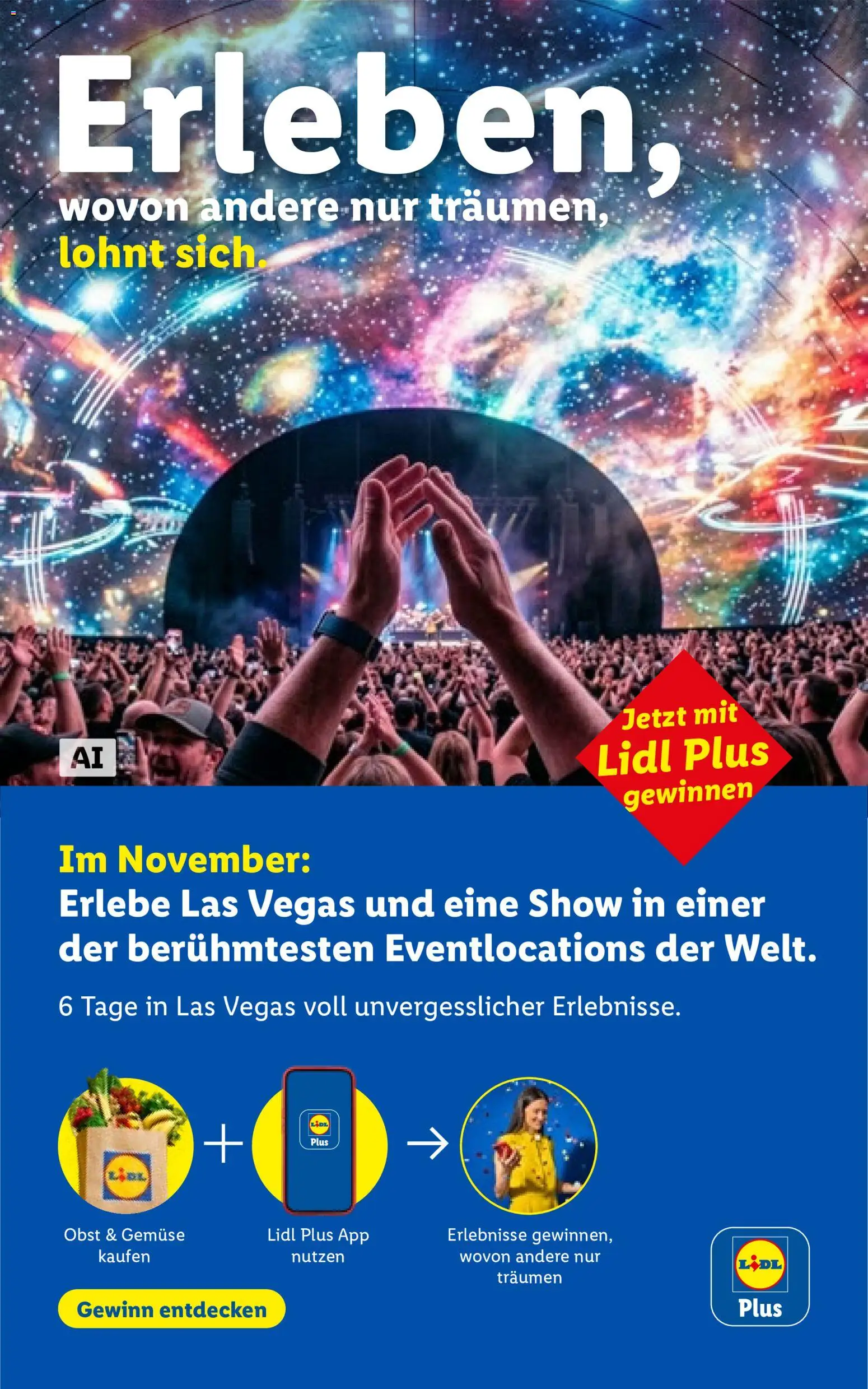 Lidl Deine Reise nach Las Vegas gültig ab 25.10.2026 | Seite: 1 | Produkte: Gemüse, Obst, Smartphone