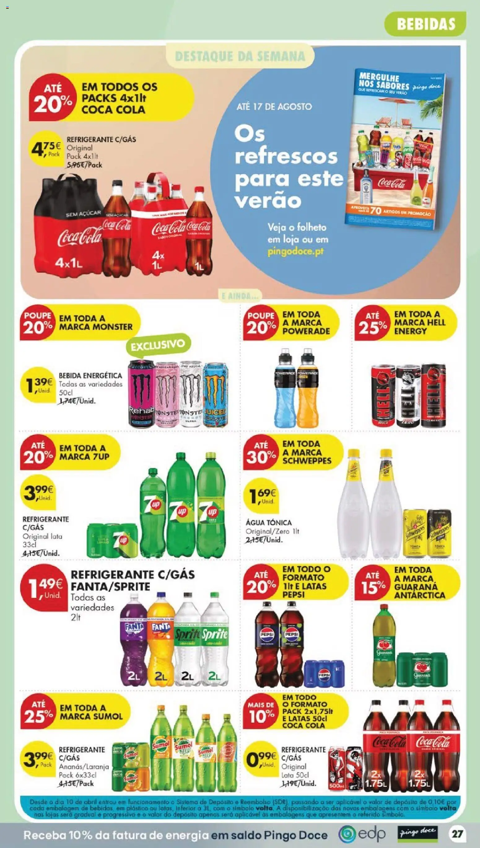 Pingo Doce folheto │ válido de 04/08/2026 | Página: 33 | Produtos: Agua, Sumo, Açúcar, Bebida