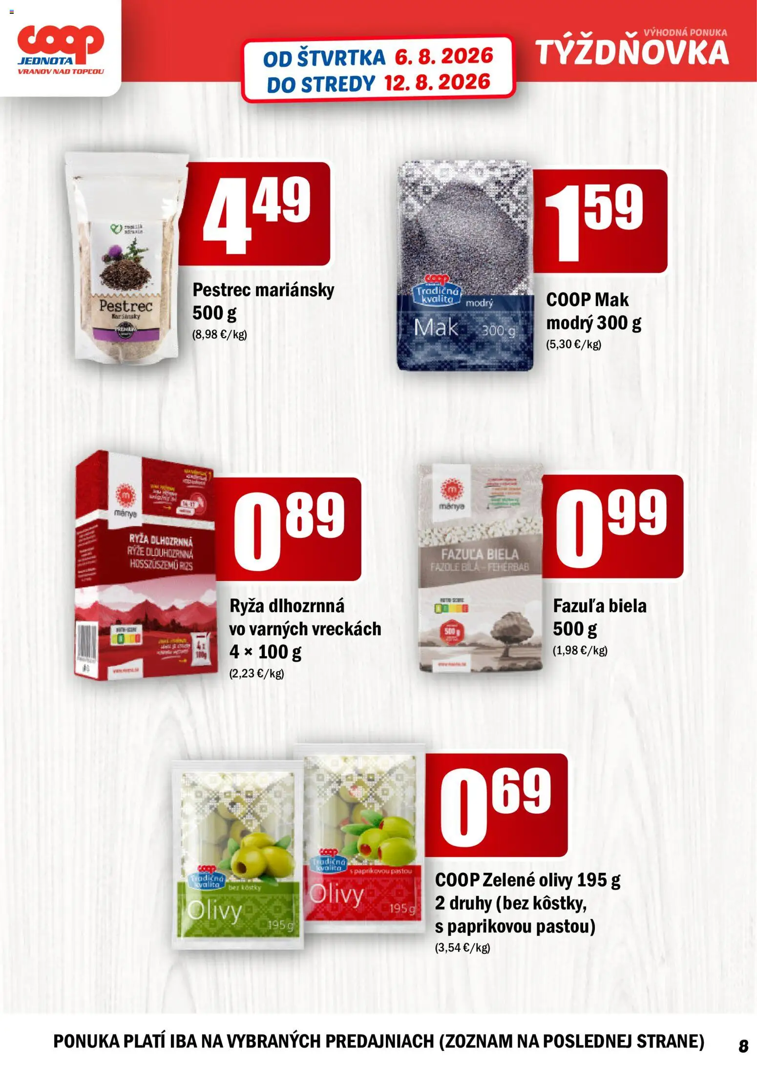 Nové COOP Jednota akcie – leták je platný od 06.08.2026 | Strana: 8
