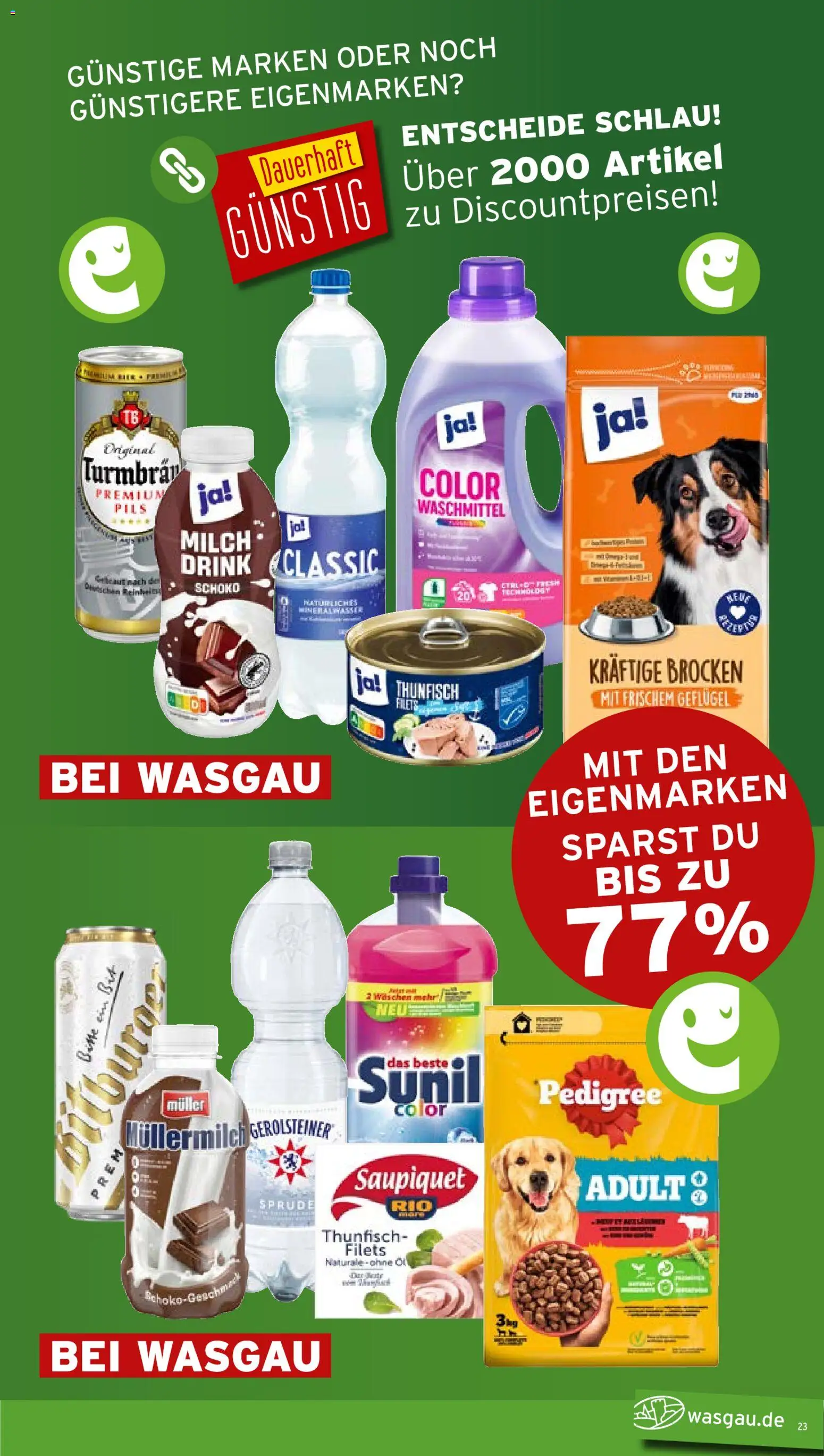 Wasgau Prospekt – gültig ab 12.10.2026 | Seite: 23 | Produkte: Milch, Waschmittel, Pedigree, Müllermilch