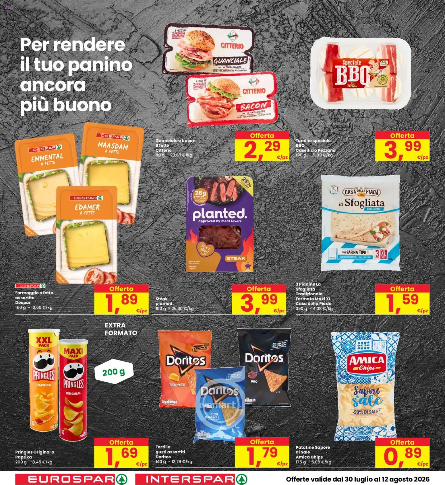 Volantino Eurospar del 30/07/2026 | Pagina: 14 | Prodotti: Sale, Vaschette, Emmental, Tomino