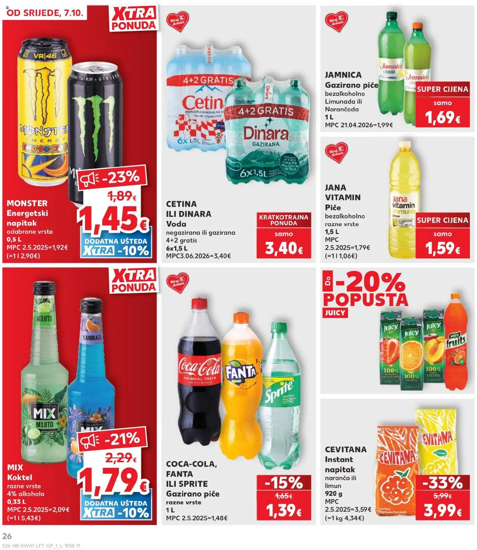 Kaufland katalog | vrijedi od 07.10.2026 | Stranica: 26 | Proizvodi: Sprite, Jamnica, Napitak, Limunada