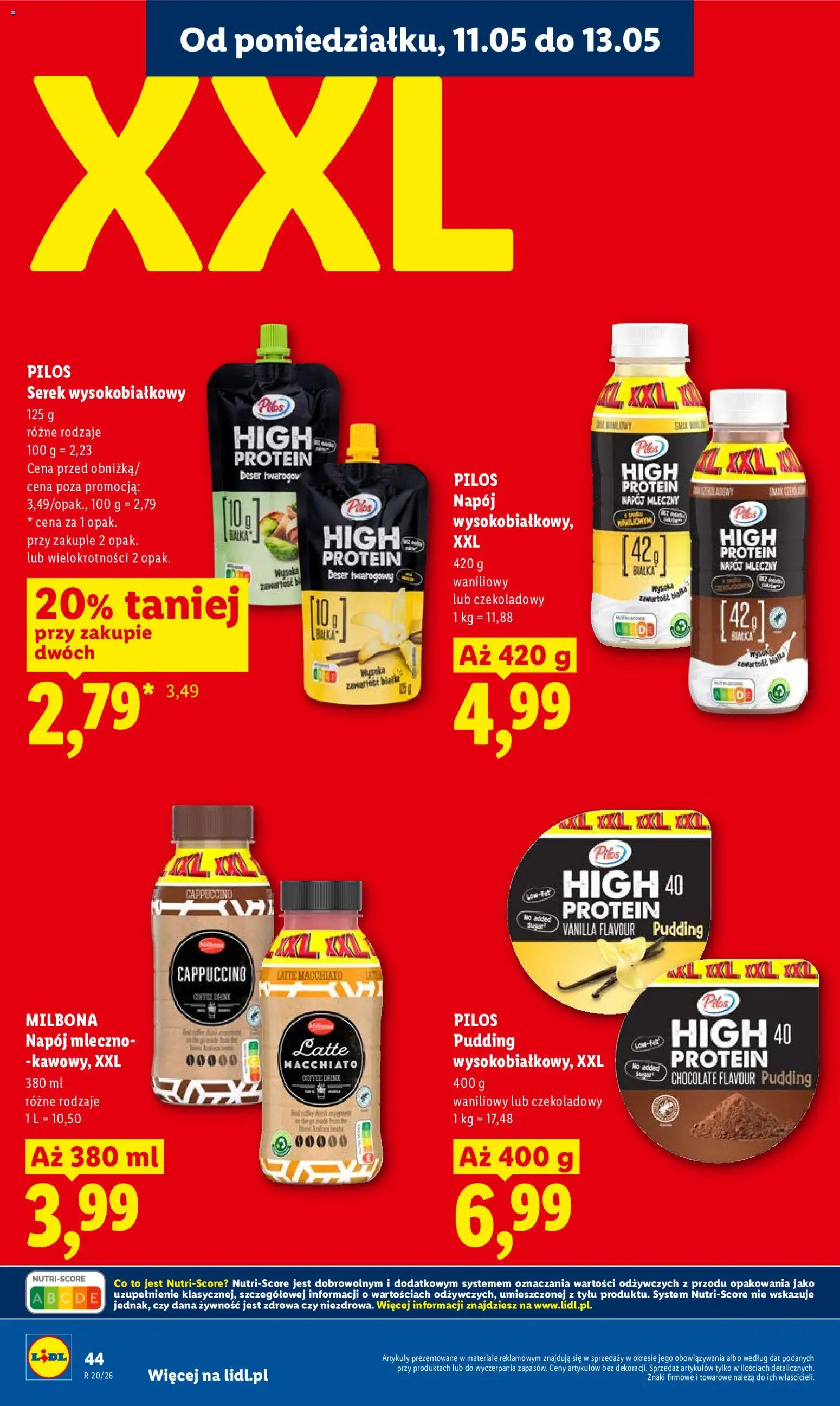 Lidl Polsko leták od 11.05.2026 | Strana: 44 | Produkty: Milbona, Cappuccino, Protein