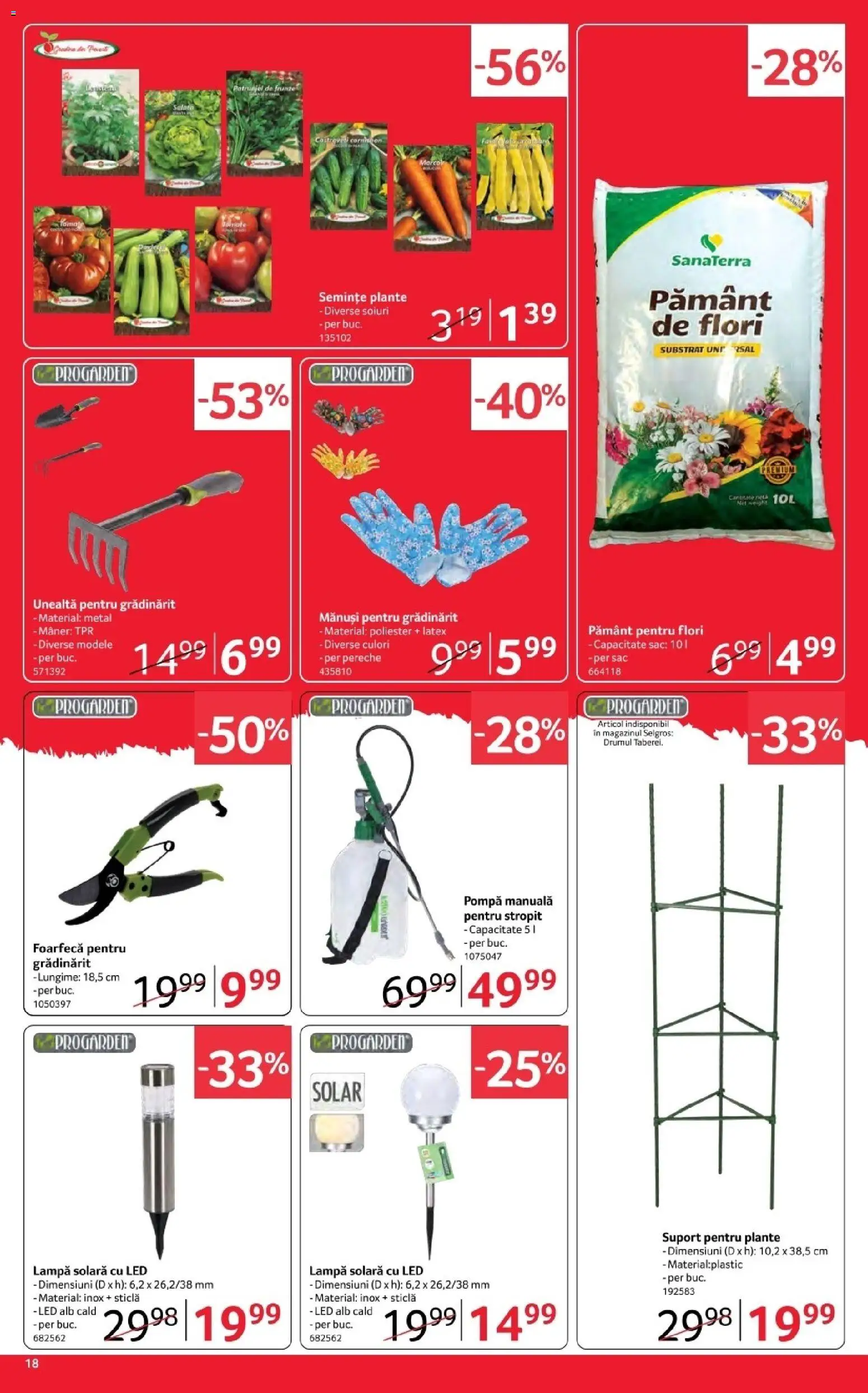 Noul catalog Selgros – valabil de la 03.04.2026 | Pagină: 18 | Produse: Mănuși, Mâner, Lampă, Semințe