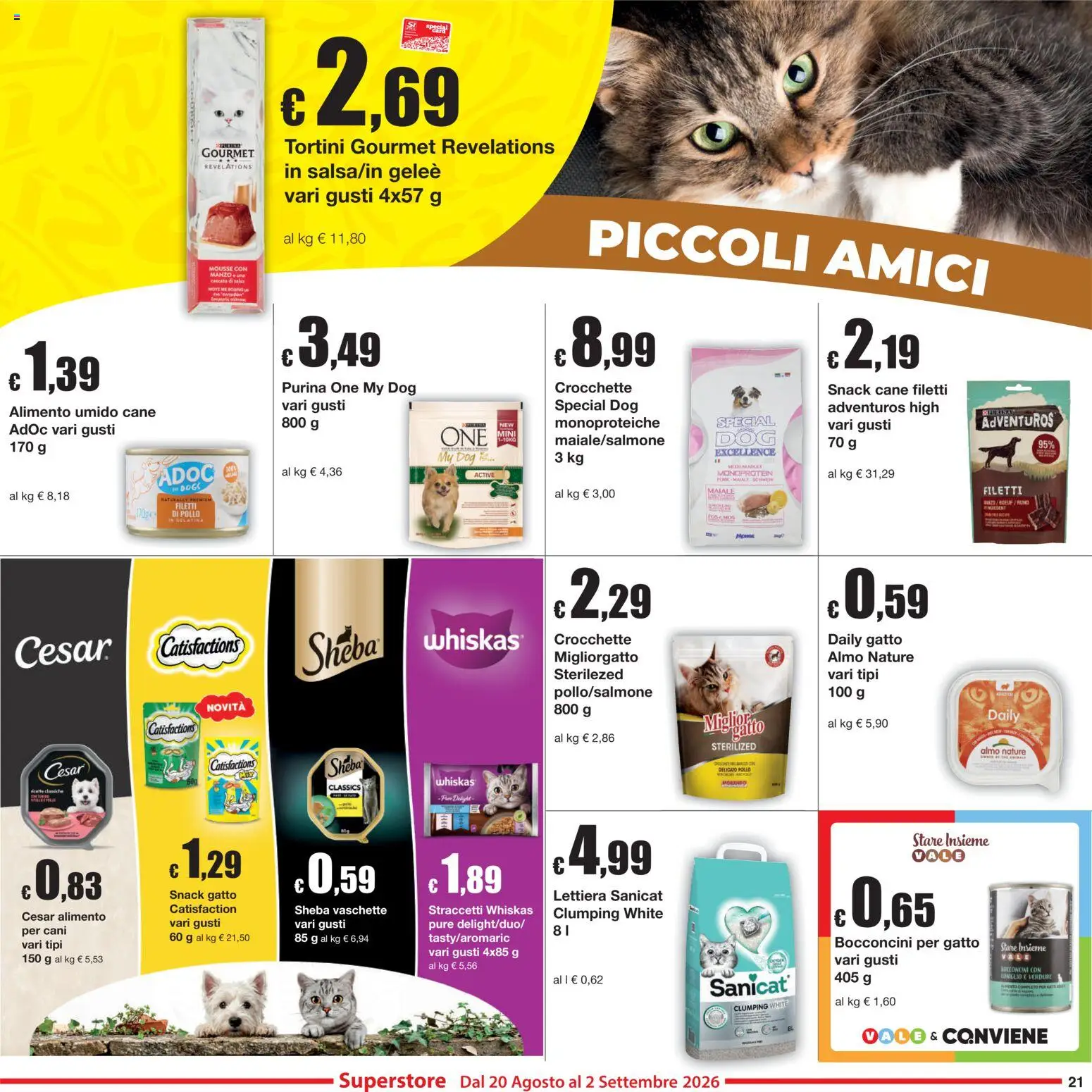 Volantino Sì con Te del 20/08/2026 | Pagina: 21 | Prodotti: Pollo, Manzo, Verdure, Crocchette