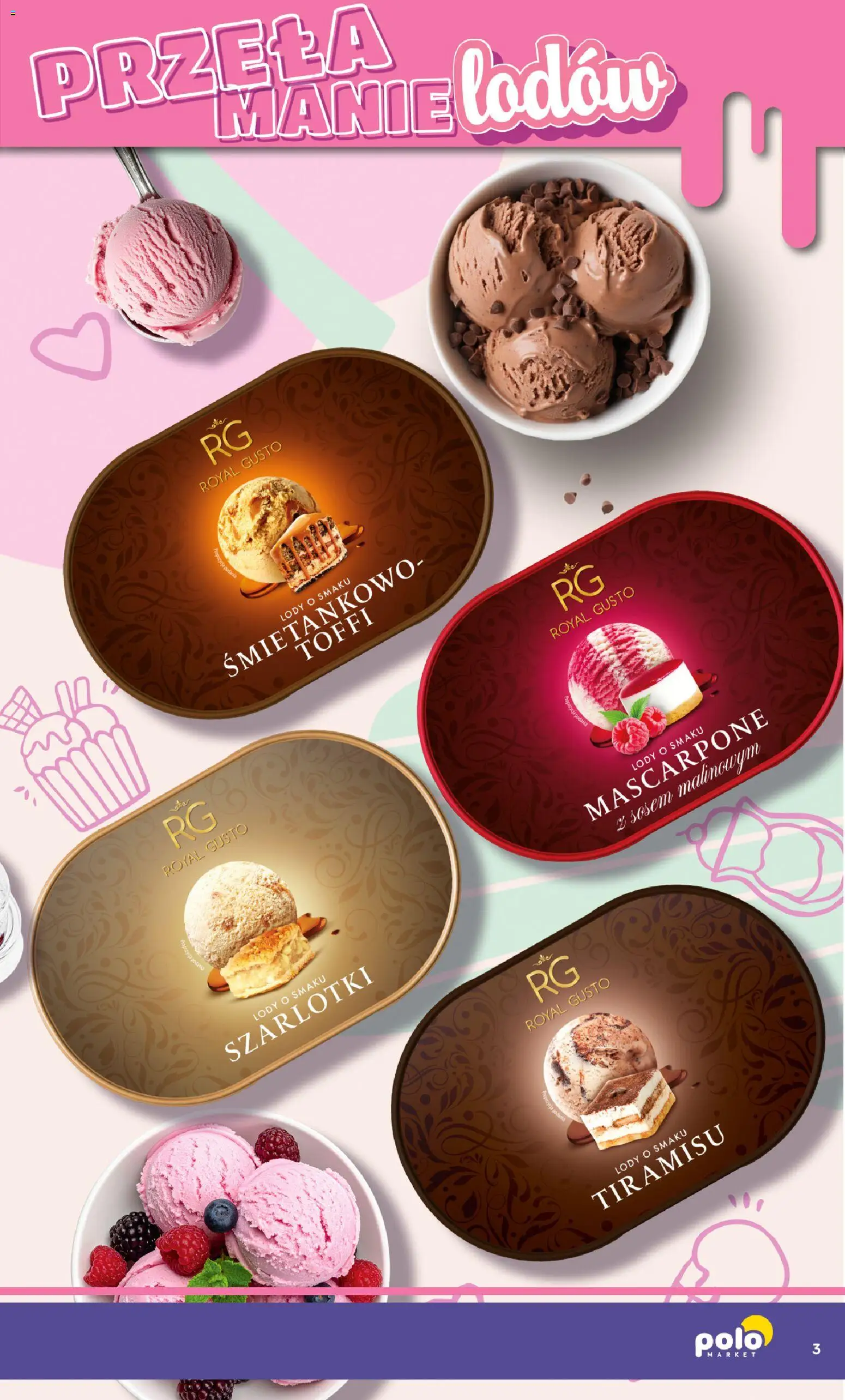 Nowa POLOmarket gazetka od jutra 30.04.2026 | Strona: 3 | Produkty: Tiramisu, Mascarpone, Lody