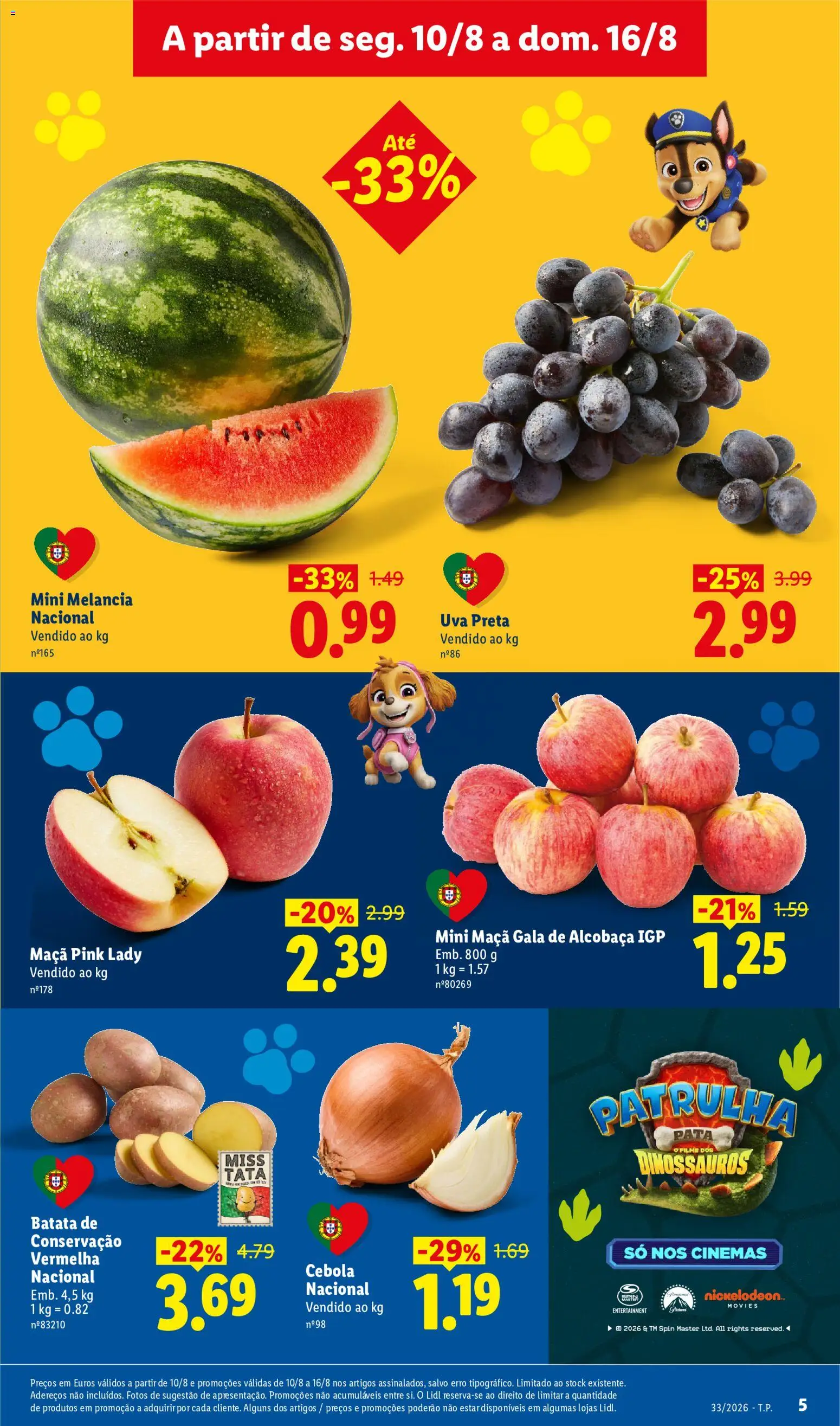 Lidl folheto │ válido de 10/08/2026 | Página: 5 | Produtos: Batata, Cebola, Maça, Melancia