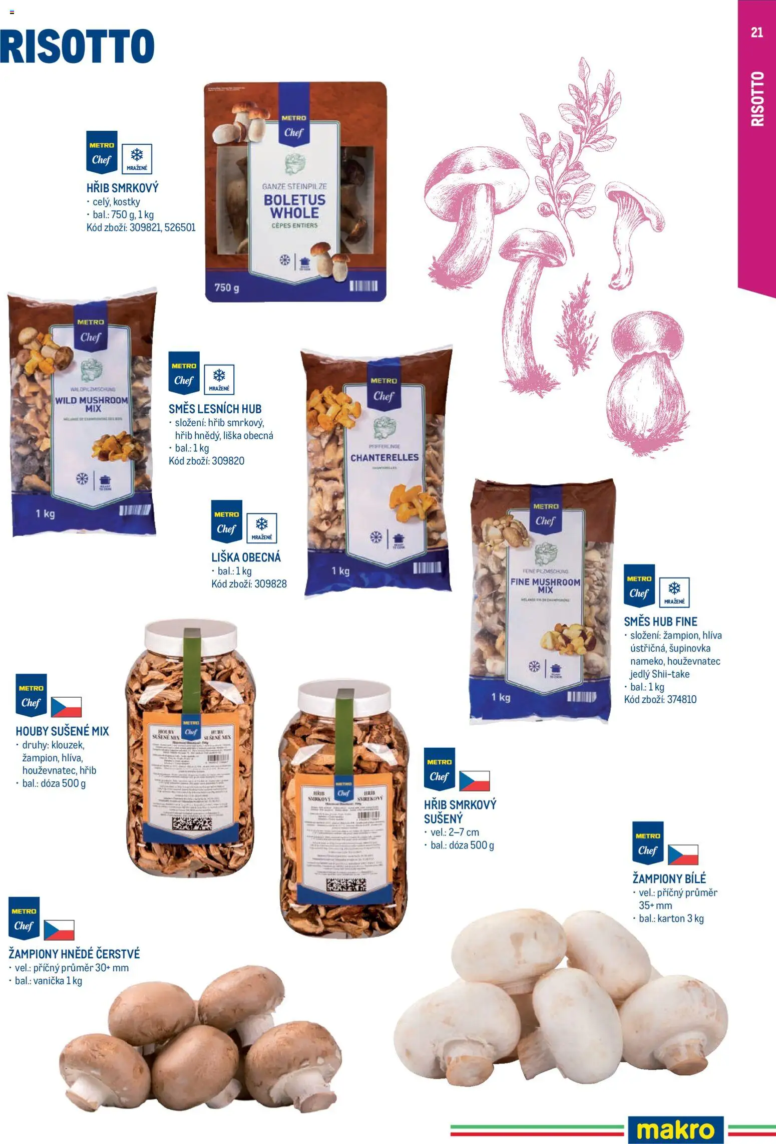 Makro leták - Itálie od 15.05.2026 | Strana: 21 | Produkty: Žampiony, Kostky