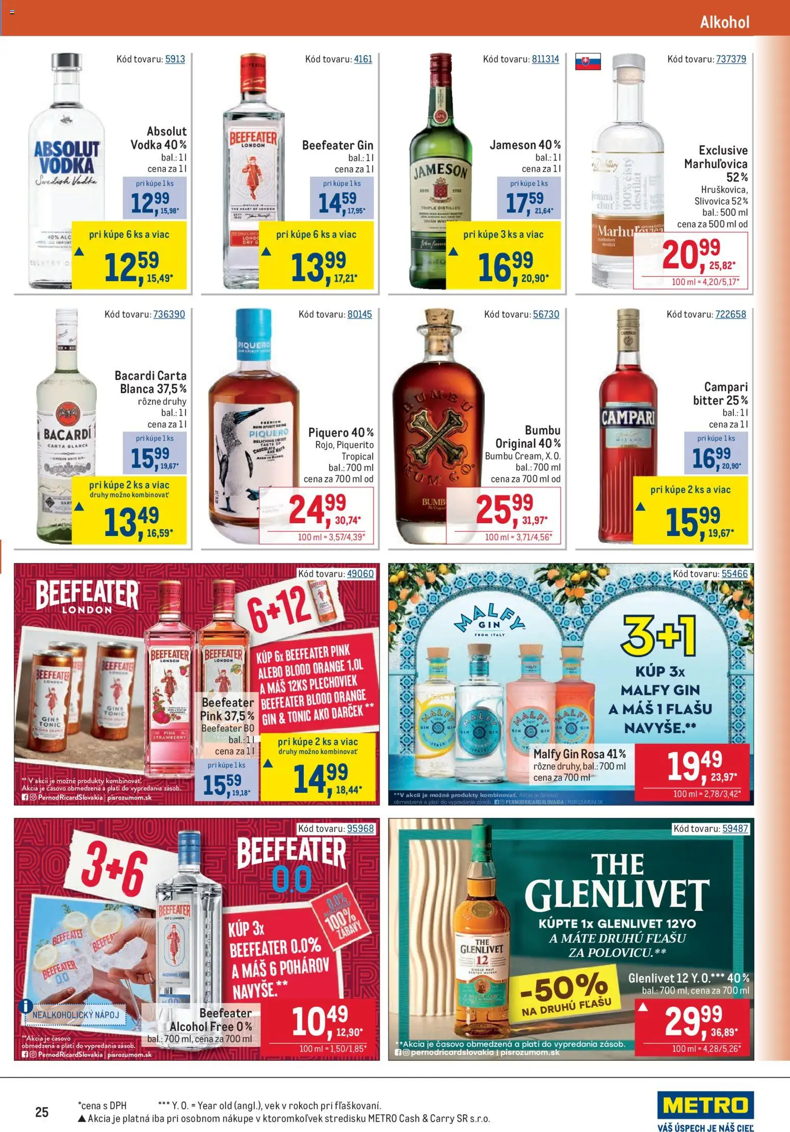 Nové Metro akcie – leták je platný od 17.06.2026 | Strana: 25 | Produkty: Jameson, Absolut vodka, Alkohol, Bacardi