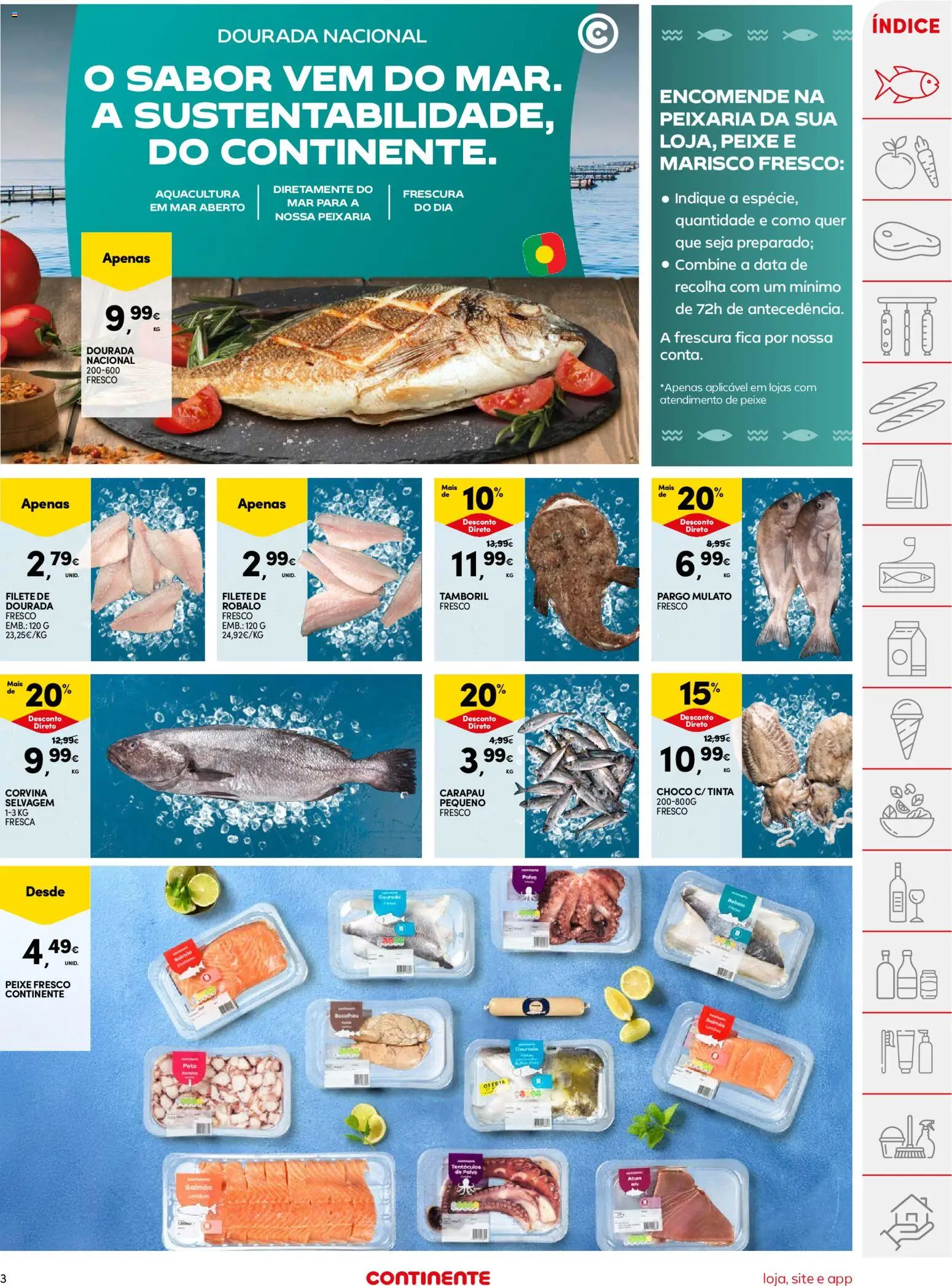 Continente folheto │ válido de 05.05.2026 | Página: 3 | Produtos: Dourada, Tinta, Salmão, Peixe