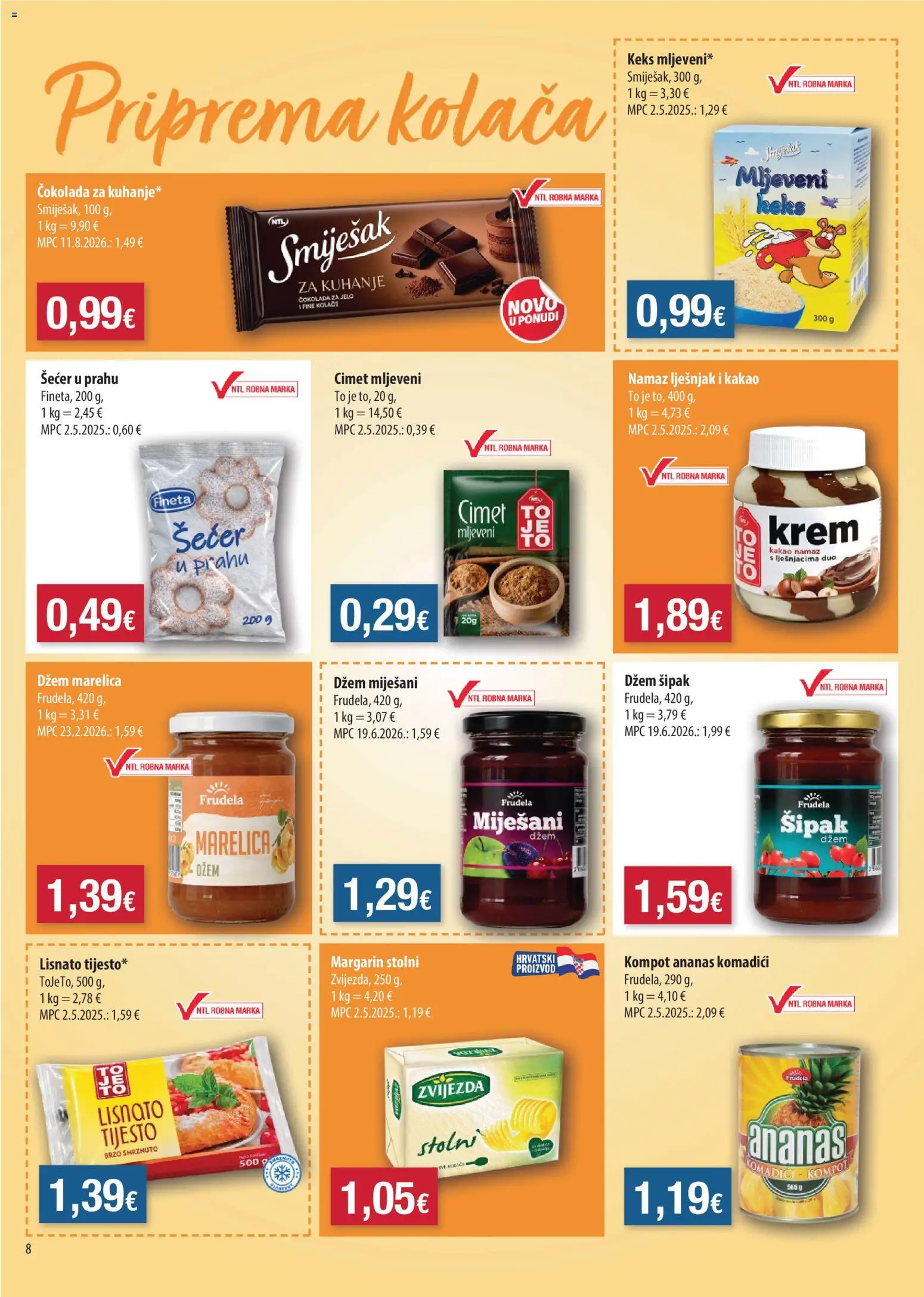 NTL katalog | vrijedi od 14.10.2026 | Stranica: 8 | Proizvodi: Tijesto, Margarin, Kakao, Namaz