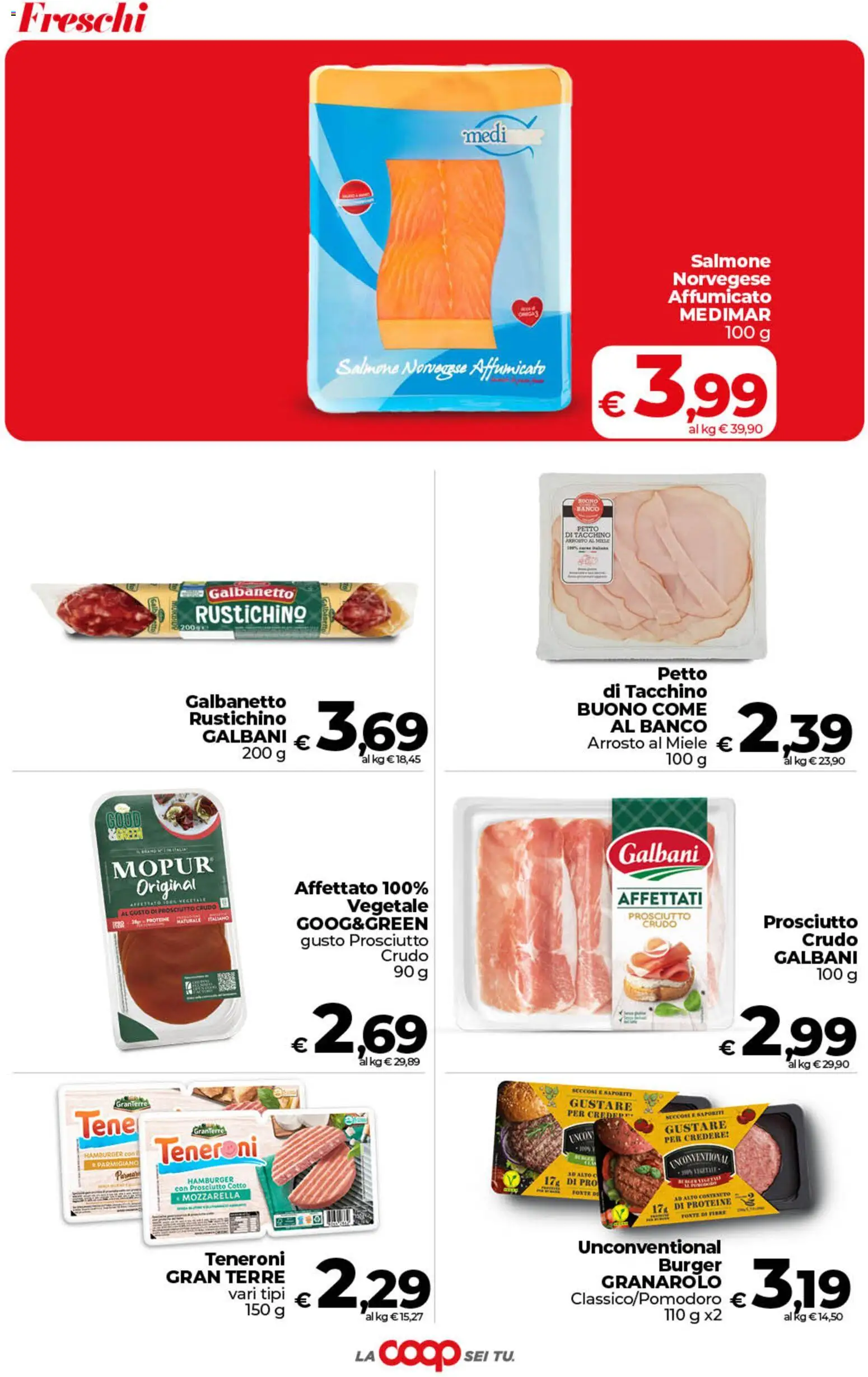 Volantino COOP del 19.05.2026 | Pagina: 16 | Prodotti: Prosciutto Crudo, Tacchino, Prosciutto, Hamburger