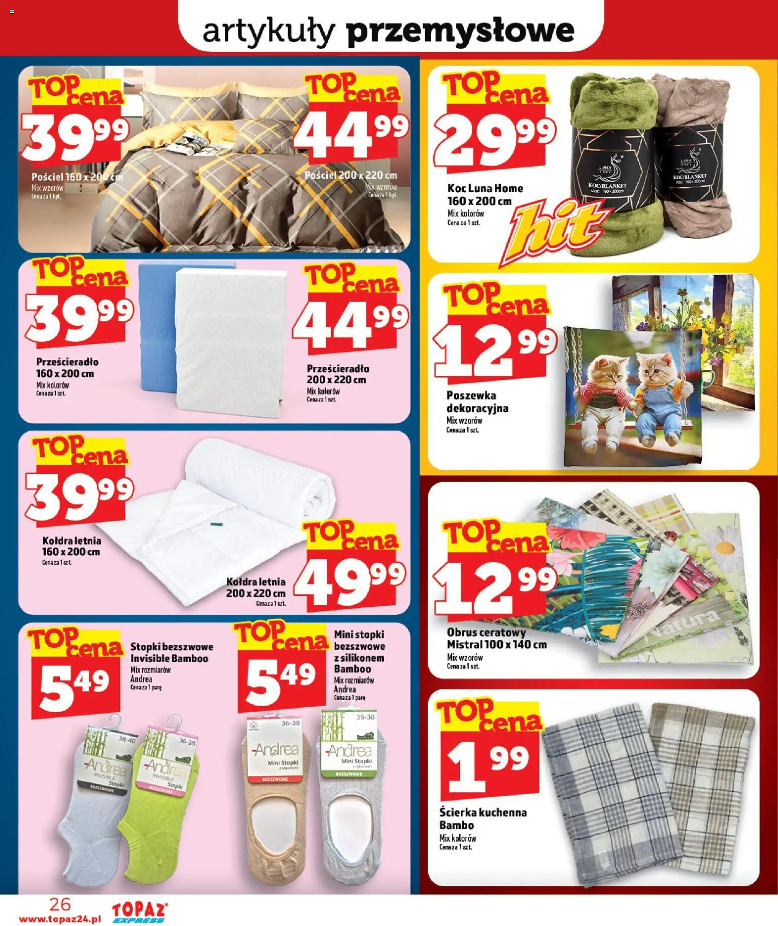 Topaz gazetka - Express od 25.06.2026 | Strona: 26 | Produkty: Pościel, Koc, Artykuły przemysłowe, Kołdra