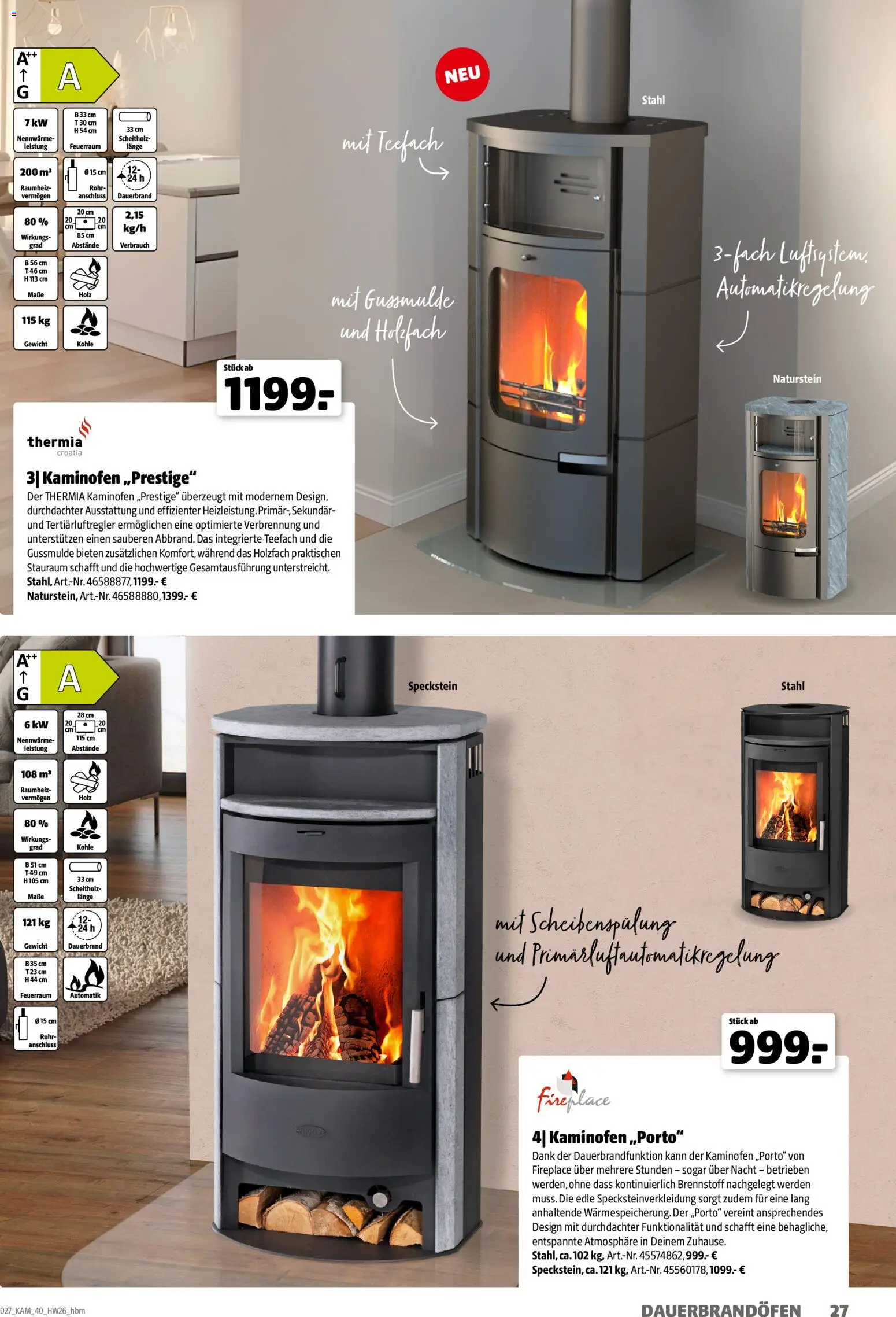 Hagebau Kaminofen & Zubehör – gültig ab 29.06.2026 | Seite: 27 | Produkte: Gewicht, Kaminofen