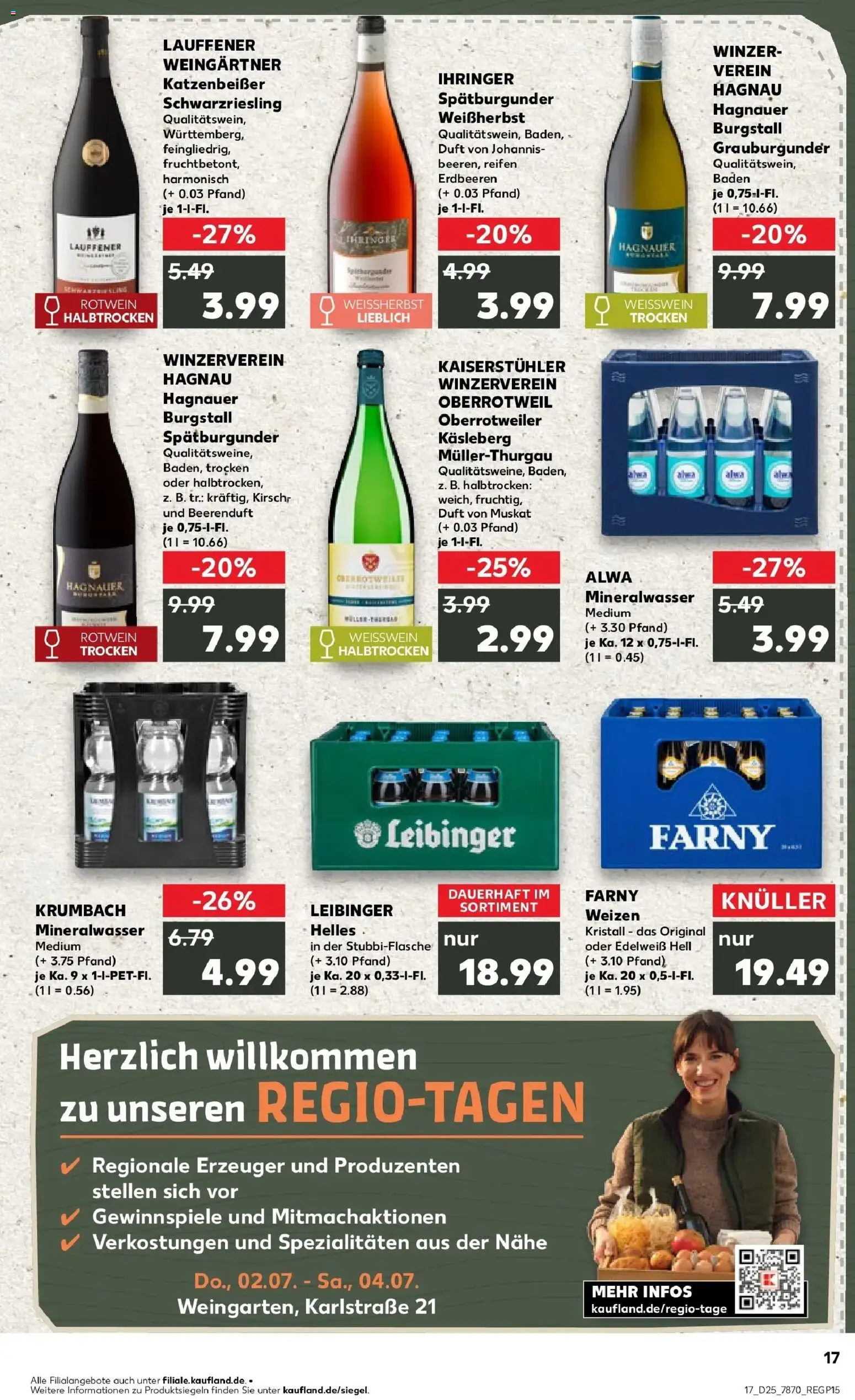 Kaufland Prospekt Weingarten – gültig ab 15.06.2026 | Seite: 2 | Produkte: Weißwein, Duft, Mineralwasser, Erdbeeren