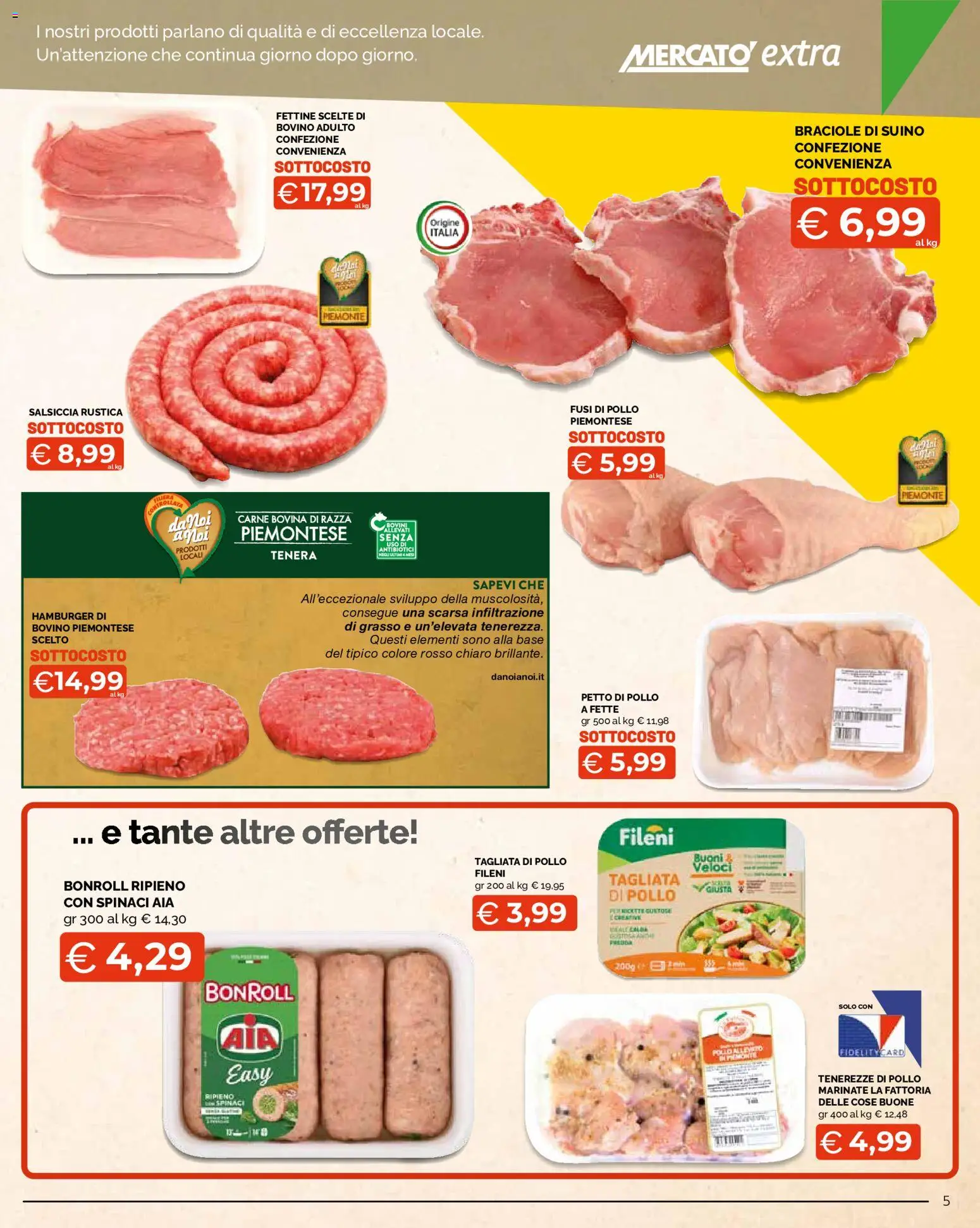 Volantino Mercatò del 09/07/2026 | Pagina: 5 | Prodotti: Petto di Pollo, Suino, Salsiccia, Hamburger