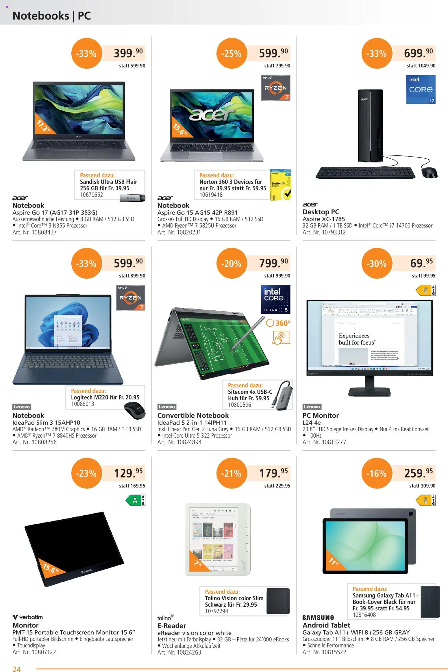 Fust aktionen – gültig ab 26.10.2026 | Seite: 24 | Produkte: Bildschirm, Monitor, Android Tablet, Lenovo