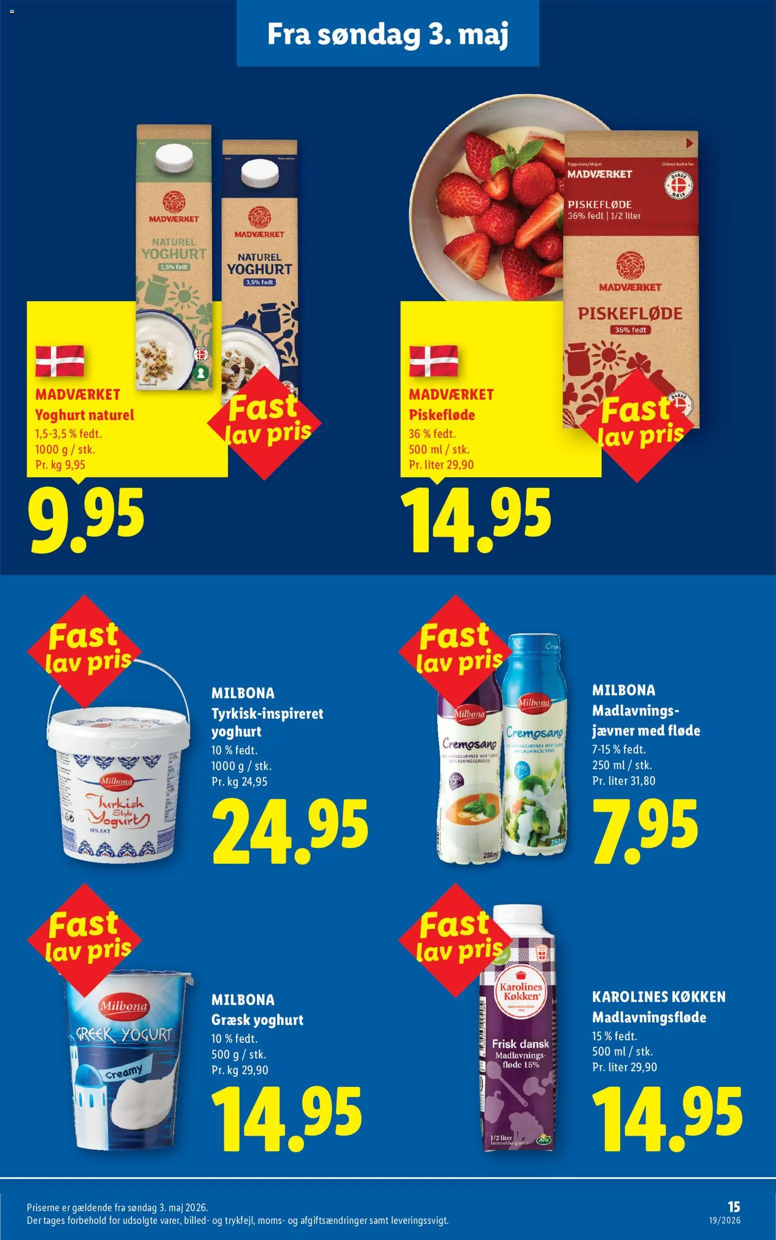 Lidl tilbudsavis – gyldig fra 03/05/2026 | Side: 15 | Produkter: Mælk, Yoghurt, Fløde