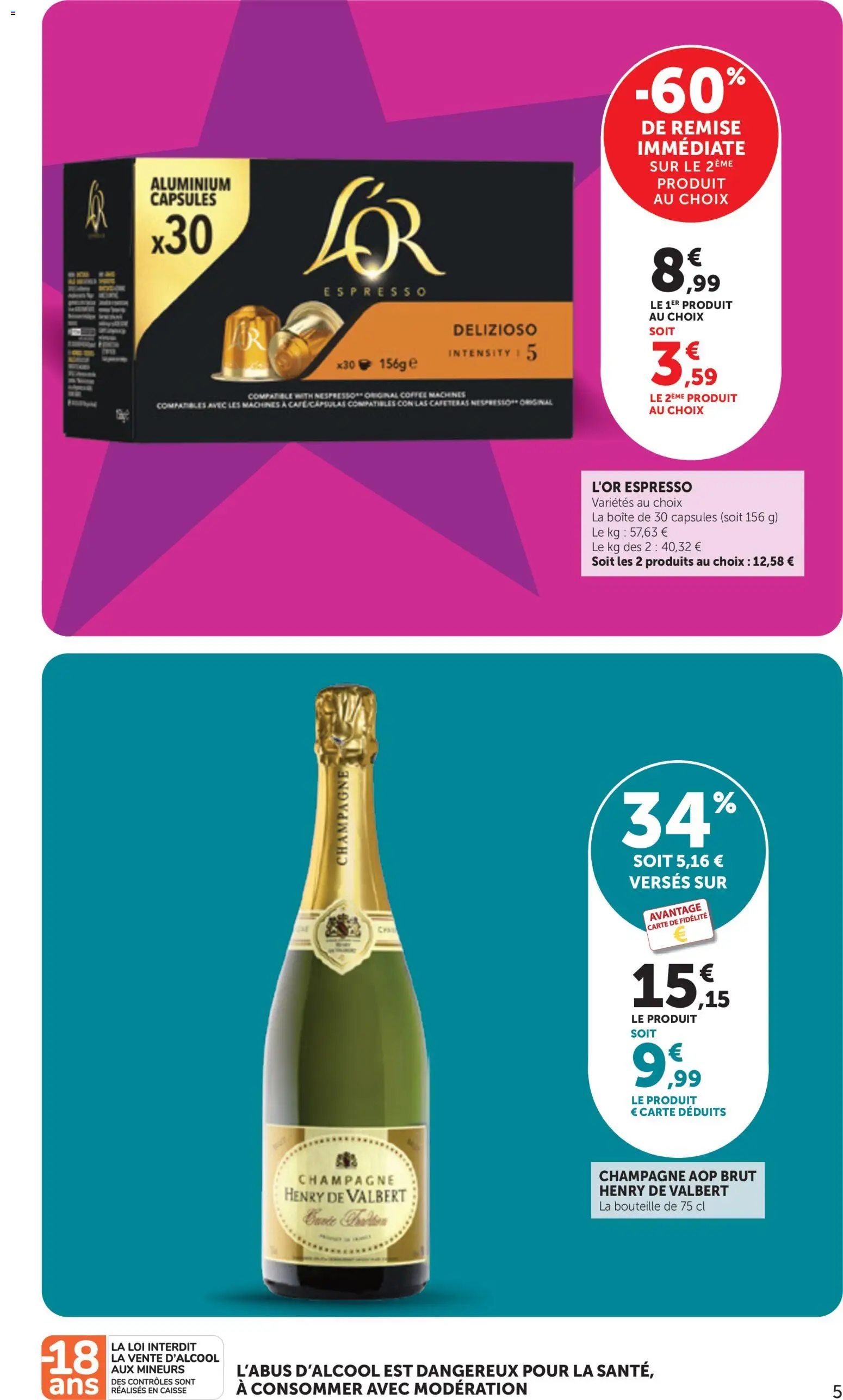 {H1} | Page: 5 | Produits: Capsules, Champagne, Bouteille, L'or espresso