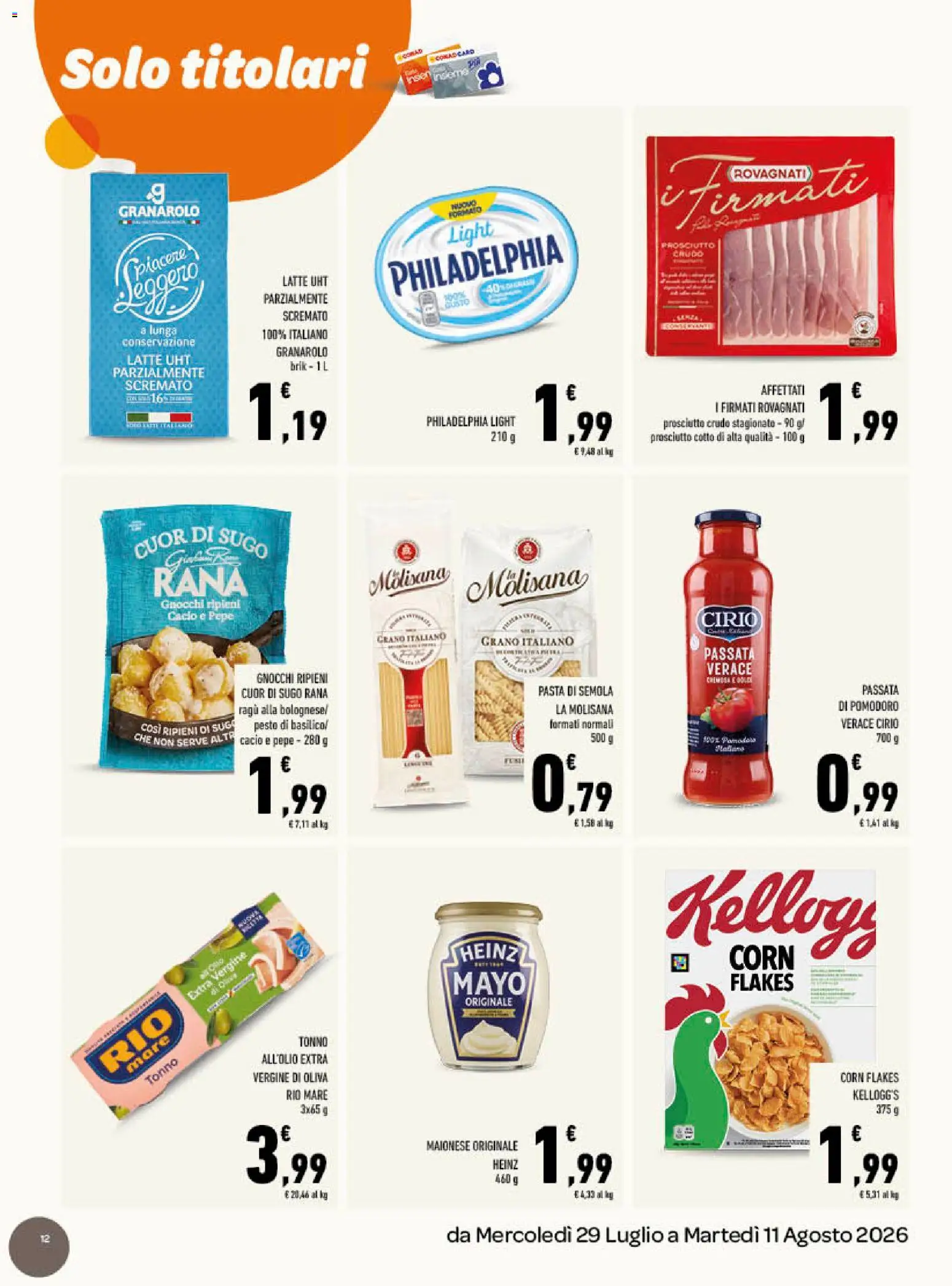Volantino Conad del 29/07/2026 | Pagina: 12 | Prodotti: Latte, Pasta, Pesto, Gnocchi