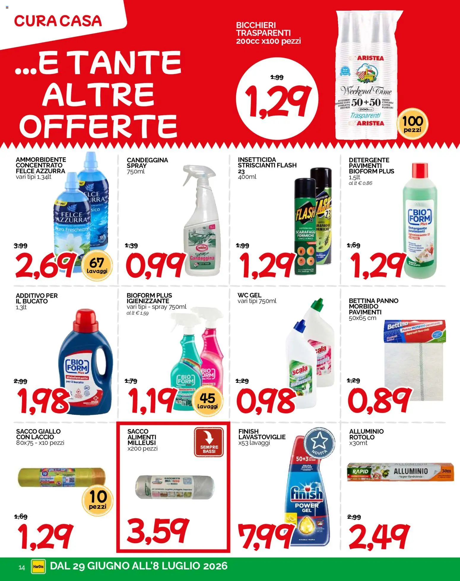 Volantino HarDis del 29/06/2026 | Pagina: 14 | Prodotti: Ammorbidente, Candeggina, Scala, Alluminio