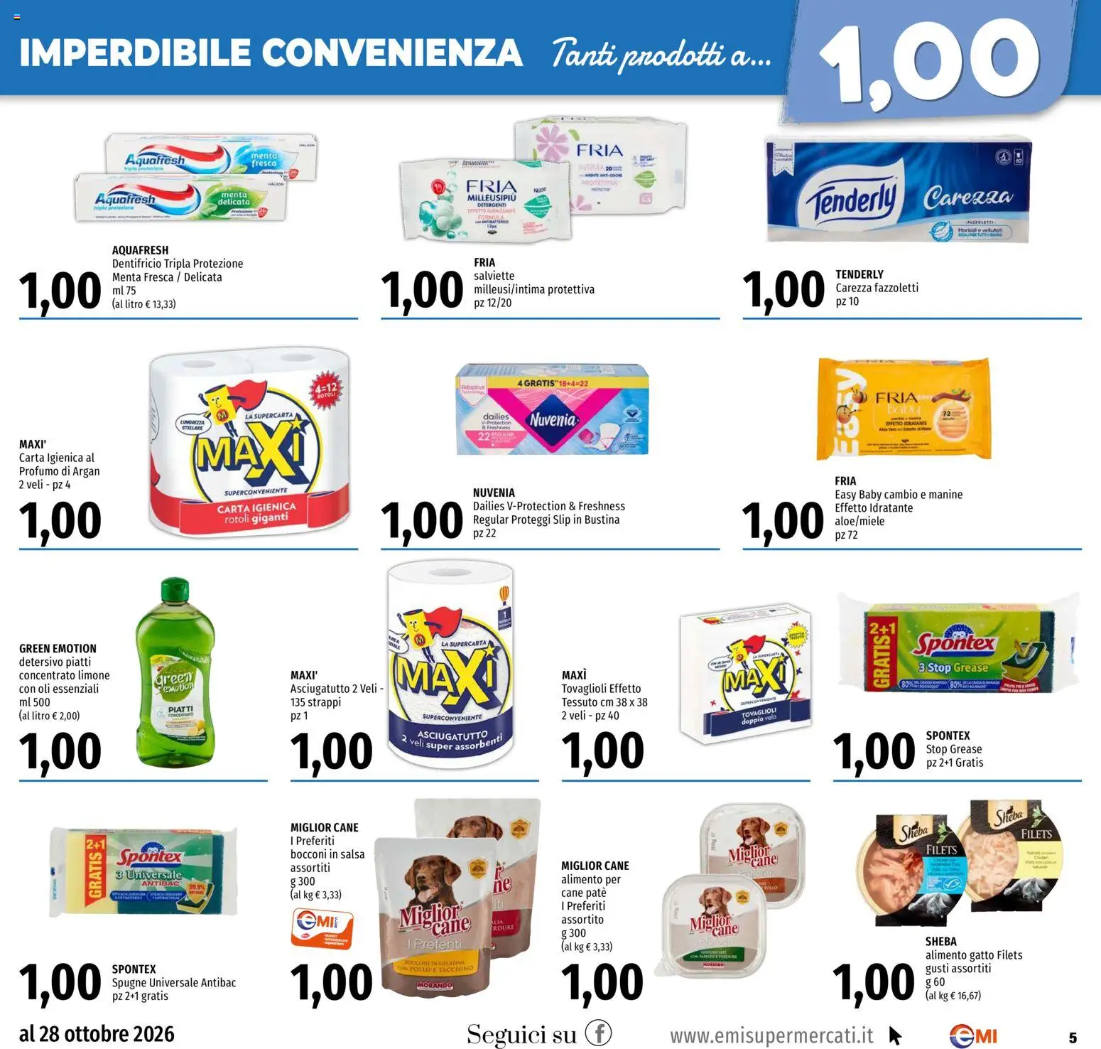 Volantino EMI del 15/10/2026 | Pagina: 5 | Prodotti: Paté, Dentifricio, Fazzoletti, Profumo