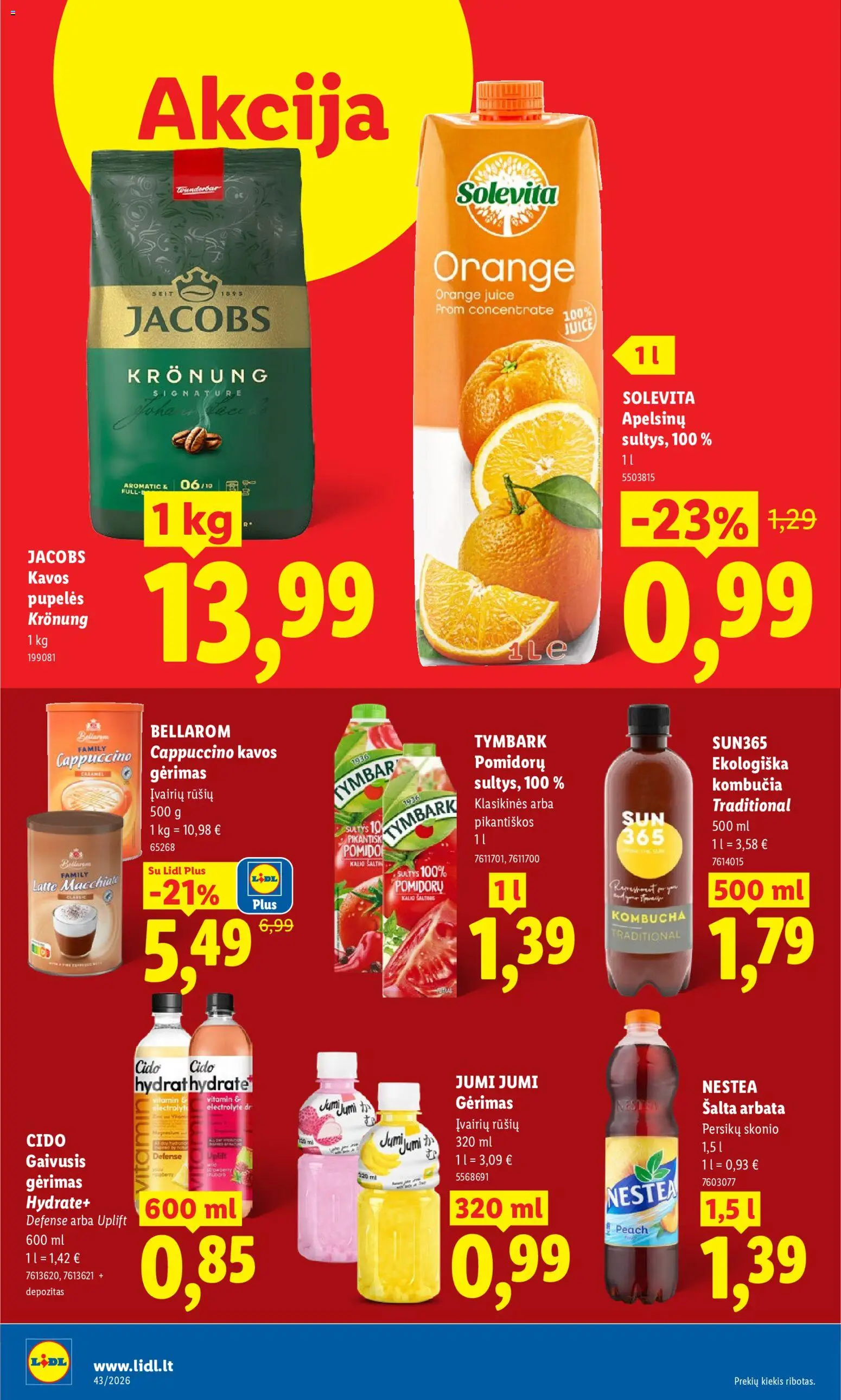LIDL akcijos nuo 2026.10.19 | Puslapis: 26 | Prekių: Pupelės, Sultys, Arbata