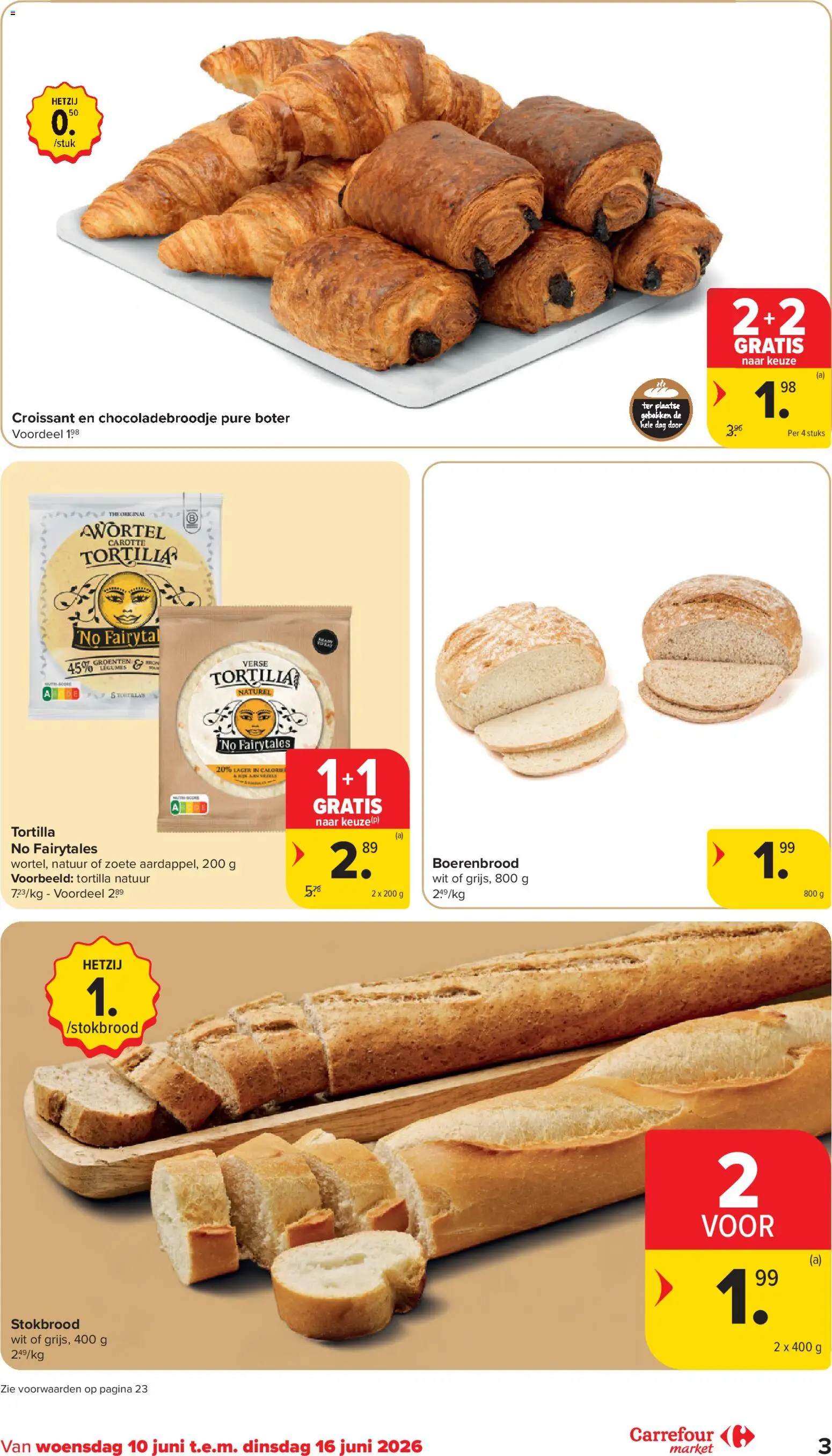 {H1} | Pagina: 3 | Producten: Stokbrood, Tortilla, Boter