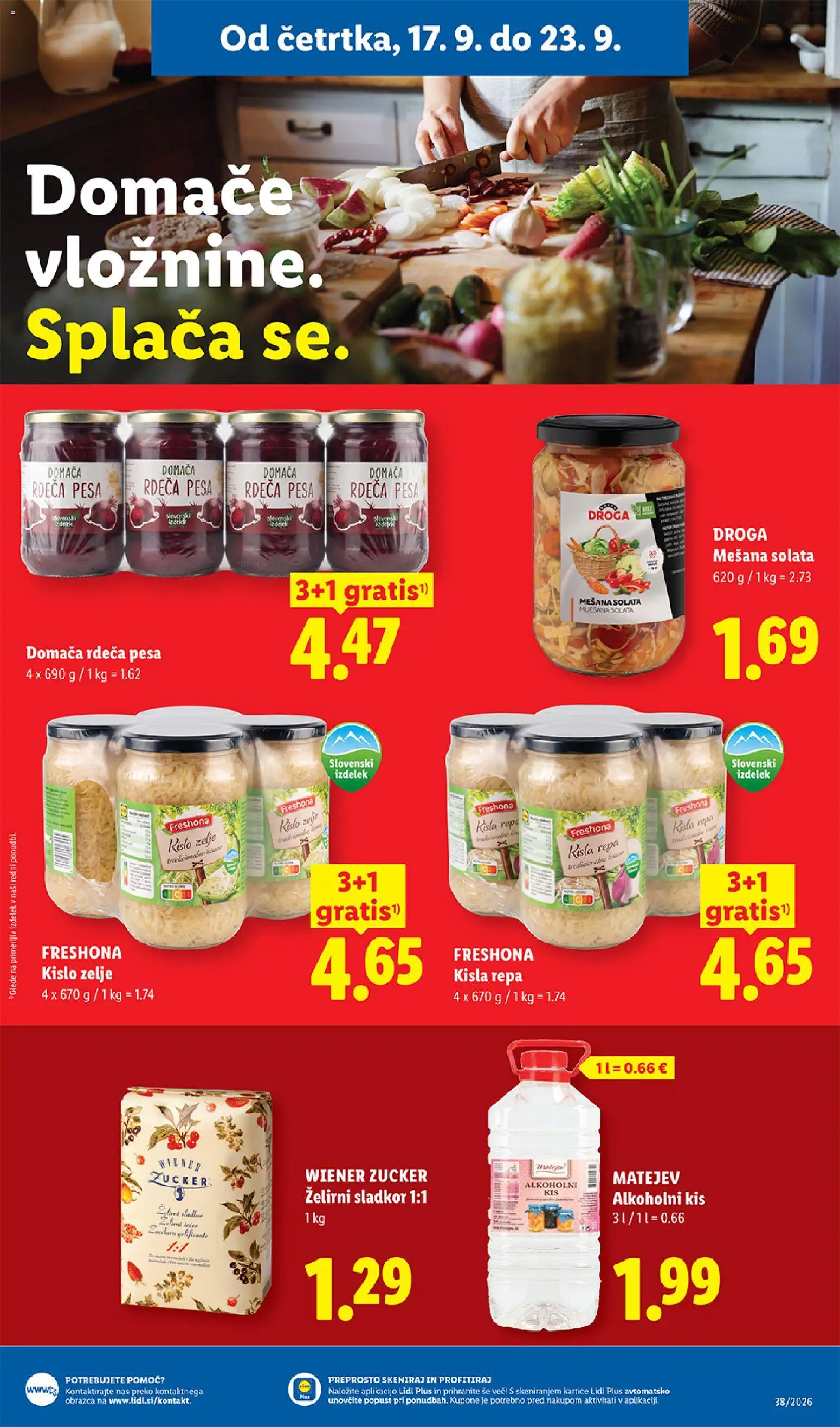 Novi Lidl katalog ponudbe – veljaven od 17.09.2026 | Stran: 15 | Izdelki: Želirni sladkor, Kis, Solata, Sladkor