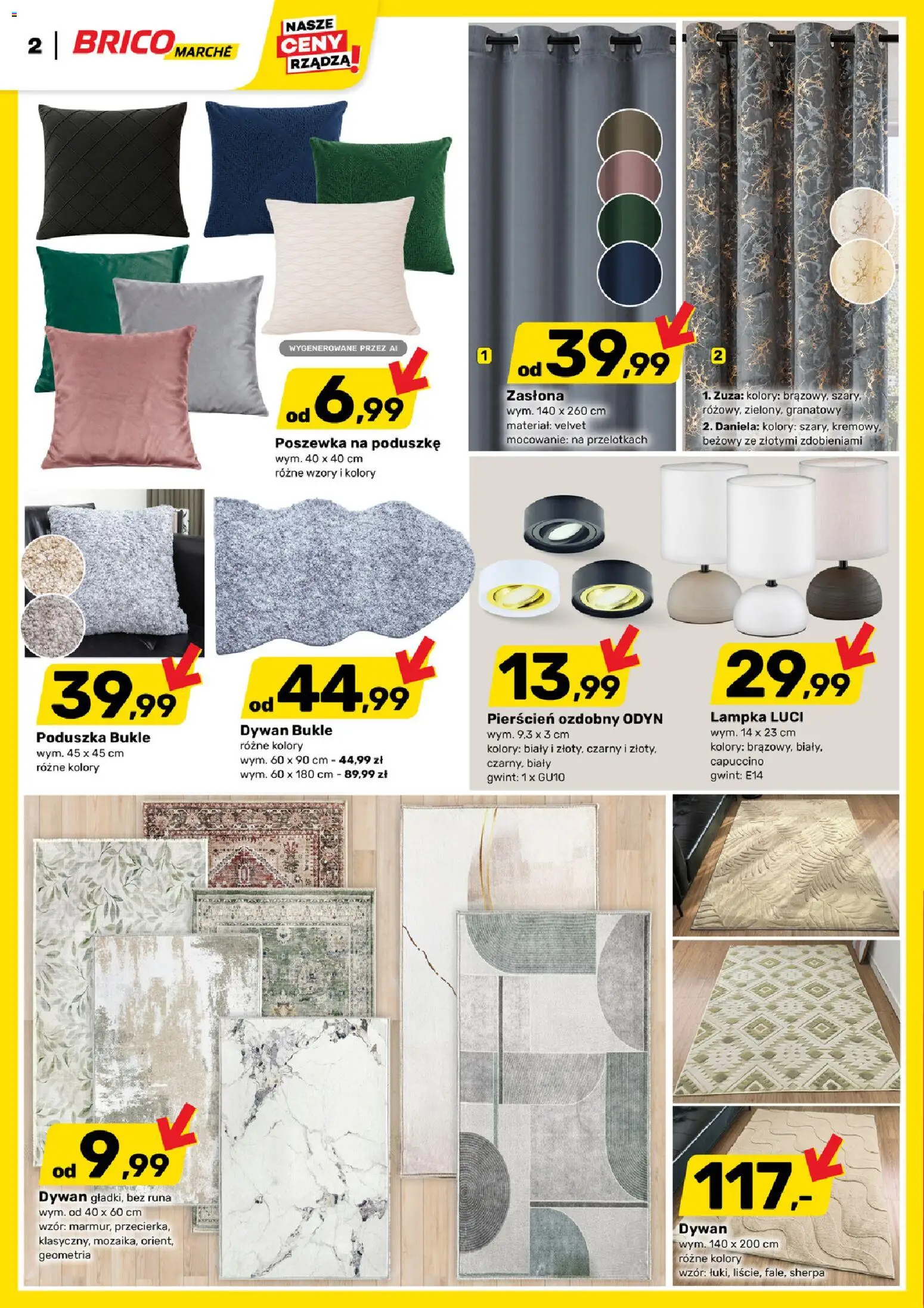 Brico Marché gazetka od 21.10.2026 | Strona: 2 | Produkty: Poduszka, Dywan