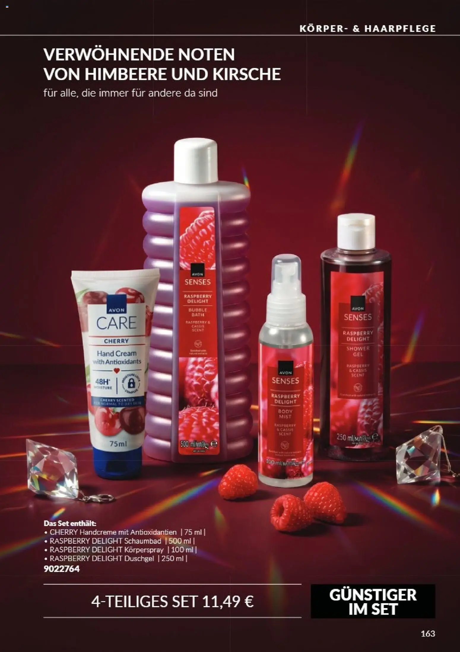 Avon Black Friday – gültig ab 01.11.2026 | Seite: 163 | Produkte: Handcreme, Duschgel, Himbeere, Körperspray