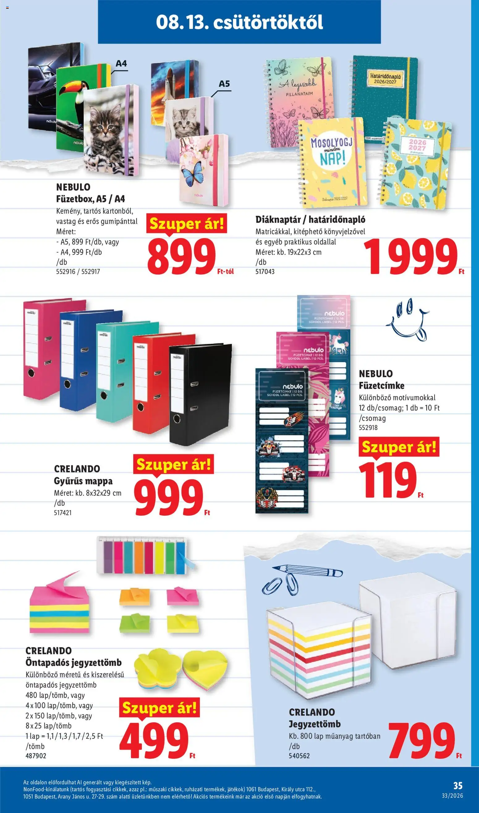 Lidl akciós ujság - amely érvényes a következő dátumtól: 2026.08.13. | Oldal: 35 | Termékek: Játékok, Lap