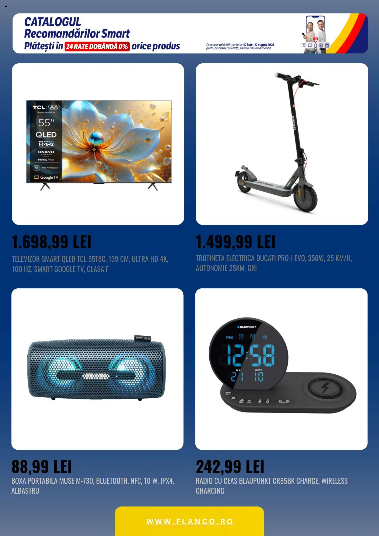 Noul catalog Flanco – valabil de la 30.07.2026 | Pagină: 5 | Produse: Ceas, Radio, Trotinetă electrică, Boxă portabilă