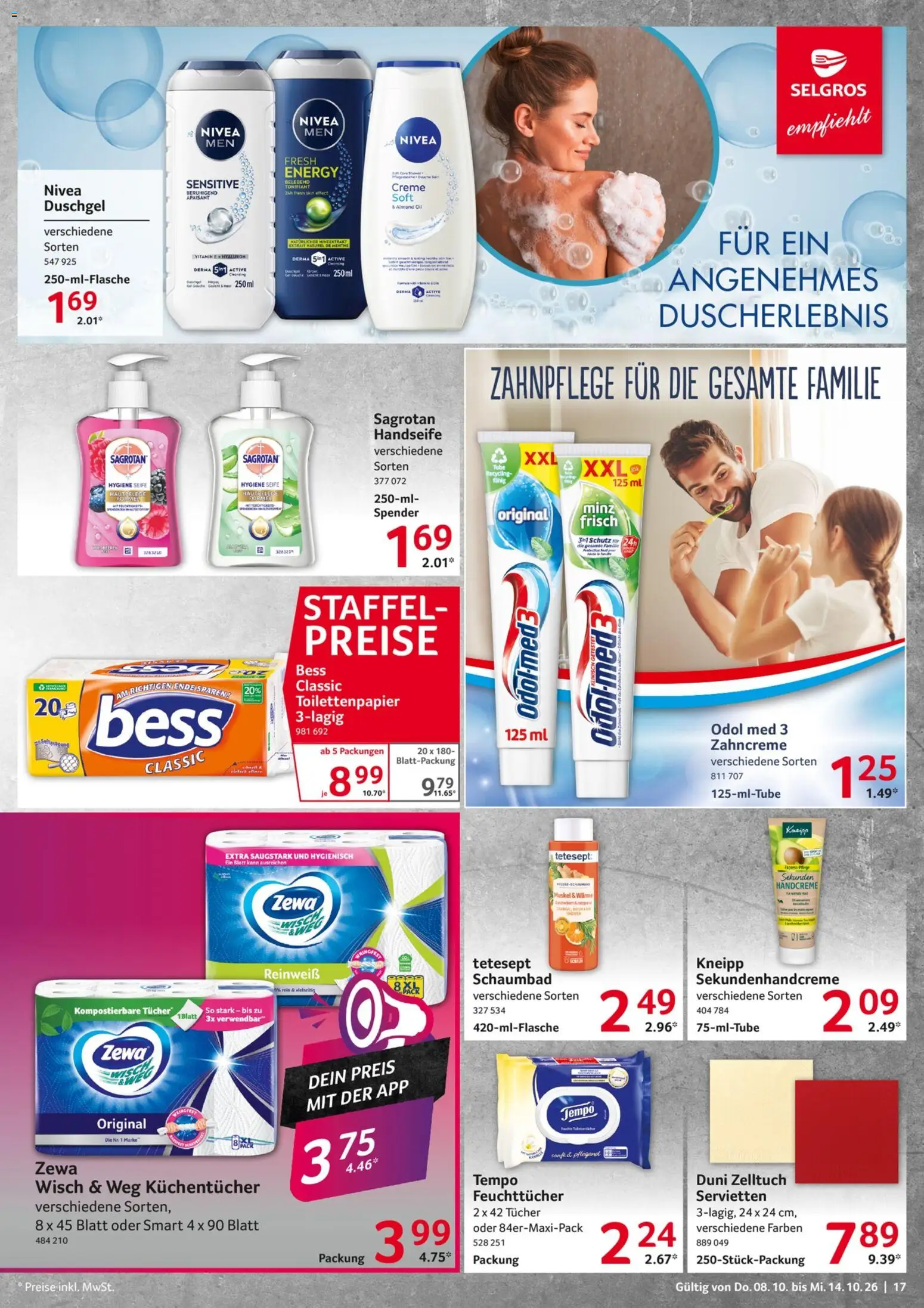 Selgros Prospekt – gültig ab 08.10.2026 | Seite: 17 | Produkte: Zewa, Handcreme, Tempo, Toilettenpapier