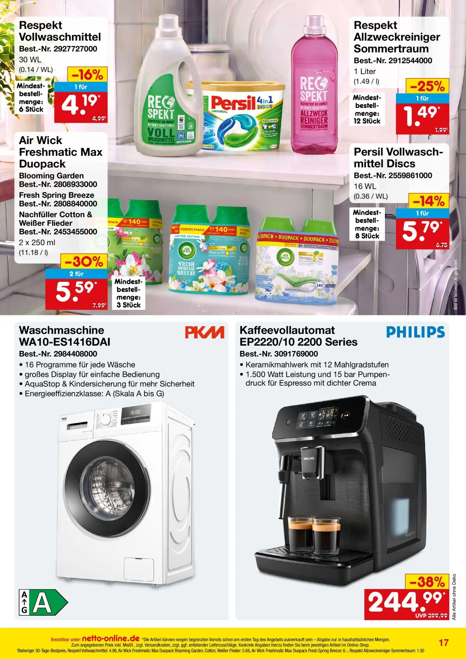Netto Marken-Discount Online-Angebote Oktober – gültig ab 01.10.2026 | Seite: 17 | Produkte: Philips, Waschmittel, Kaffeevollautomat, Persil