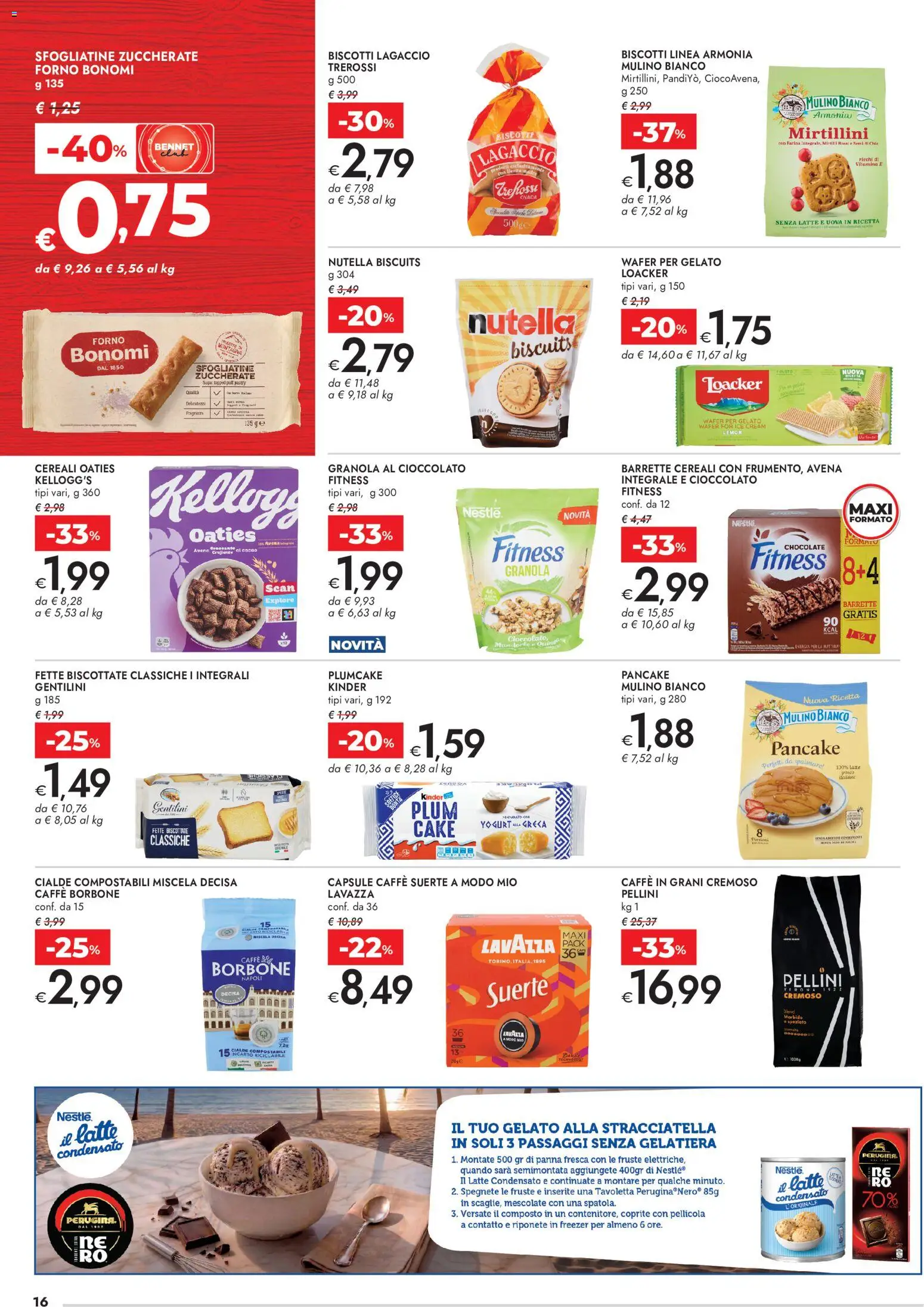 Volantino bennet del 30/07/2026 | Pagina: 16 | Prodotti: Caffè, Gelato, Cacao, Fette biscottate