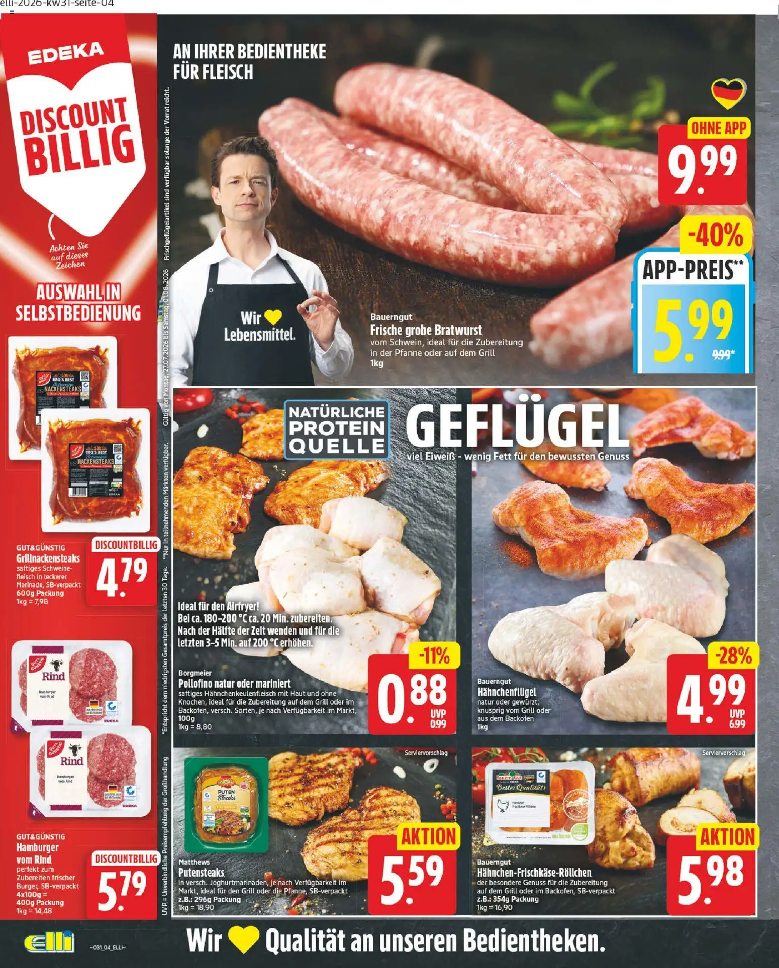 Elli Markt Prospekt Erwitte – gültig ab 27.07.2026 | Seite: 8 | Produkte: Nackensteaks, Grill, Bratwurst, Bauerngut