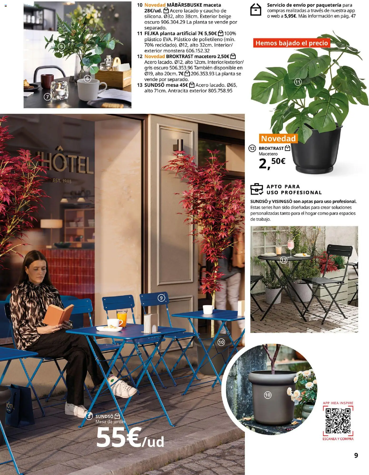 IKEA - Muebles de exterior │ válido desde el 01/09/2026 | Página: 9 | Productos: Mesa de jardín, Planta artificial, Mesa, Maceta