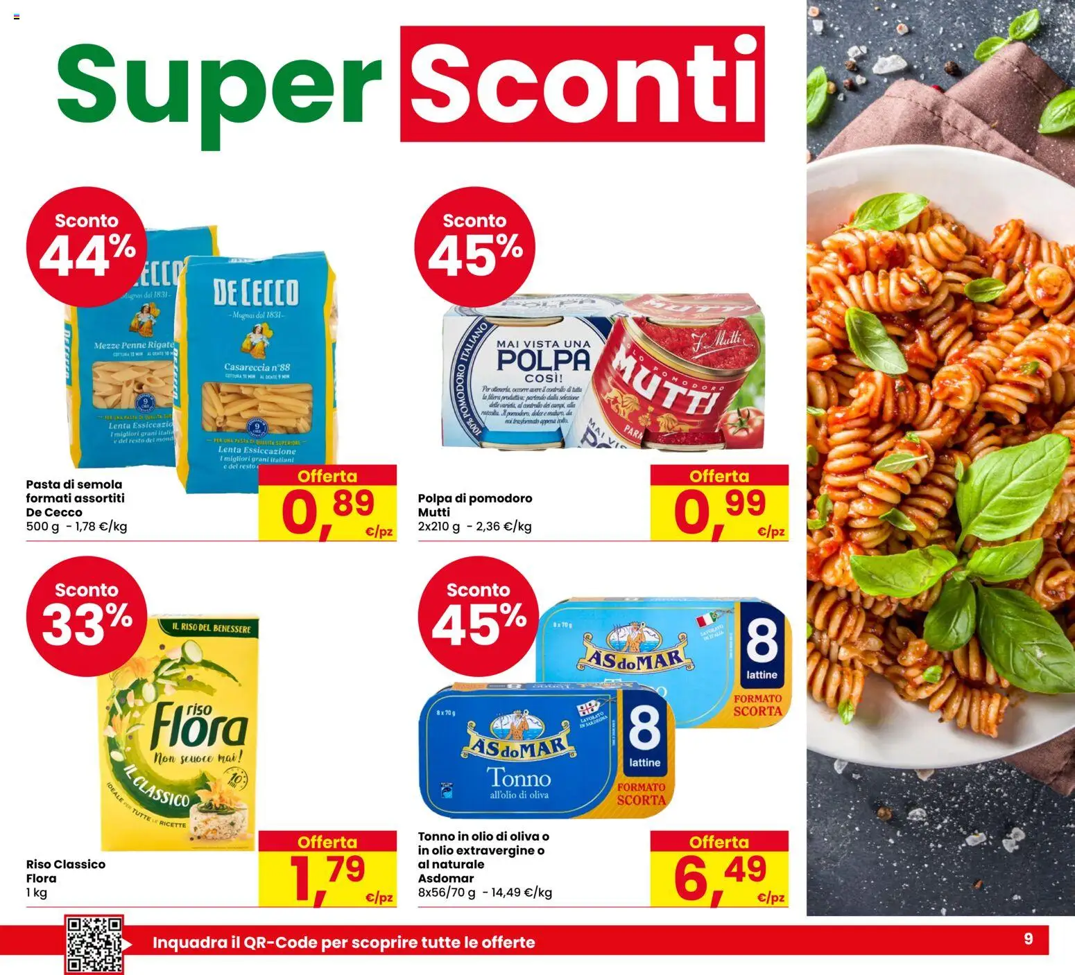 Volantino Eurospar del 20/08/2026 | Pagina: 9 | Prodotti: De Cecco, Pasta di semola, Semola, Olio di Oliva