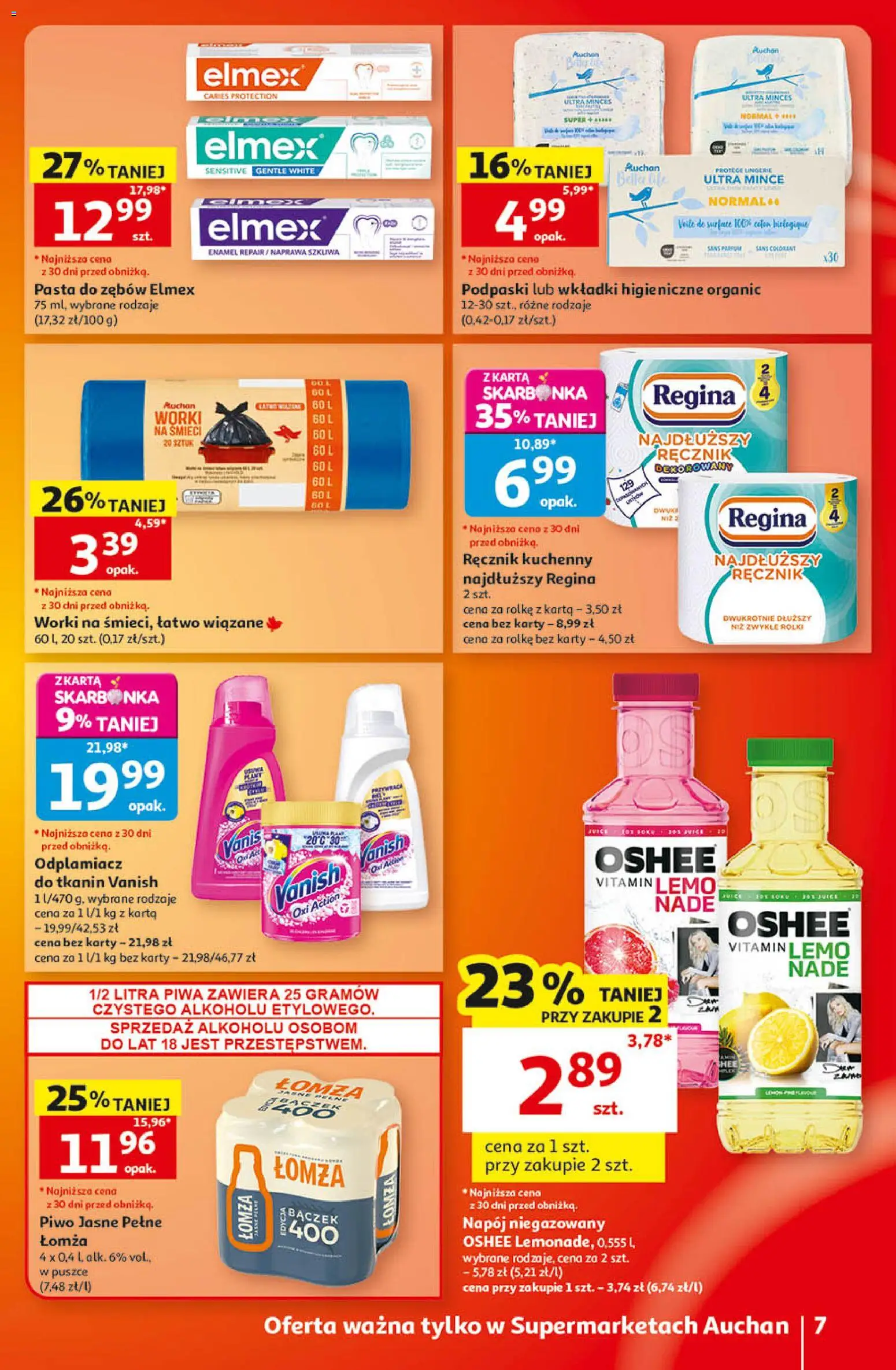 Auchan gazetka od 10.09.2026 | Strona: 7 | Produkty: Vanish, Rolki, Podpaski, Piwo