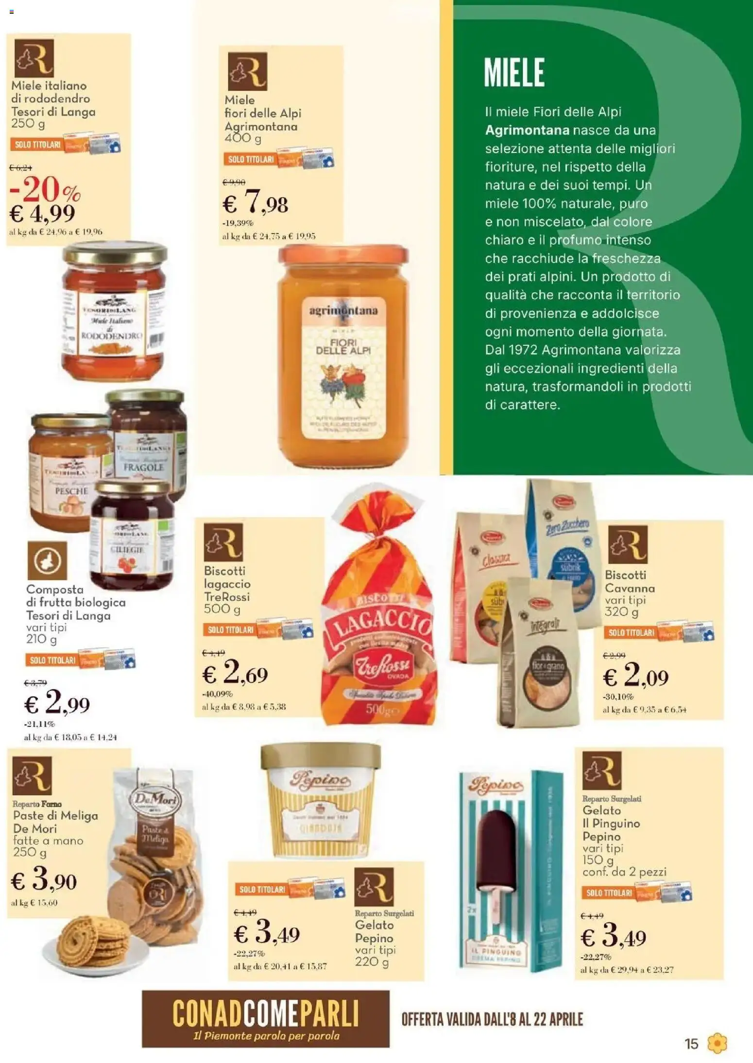 Volantino Conad del 08.04.2026 | Pagina: 15 | Prodotti: Biscotti, Frutta, Forno, Composta di frutta