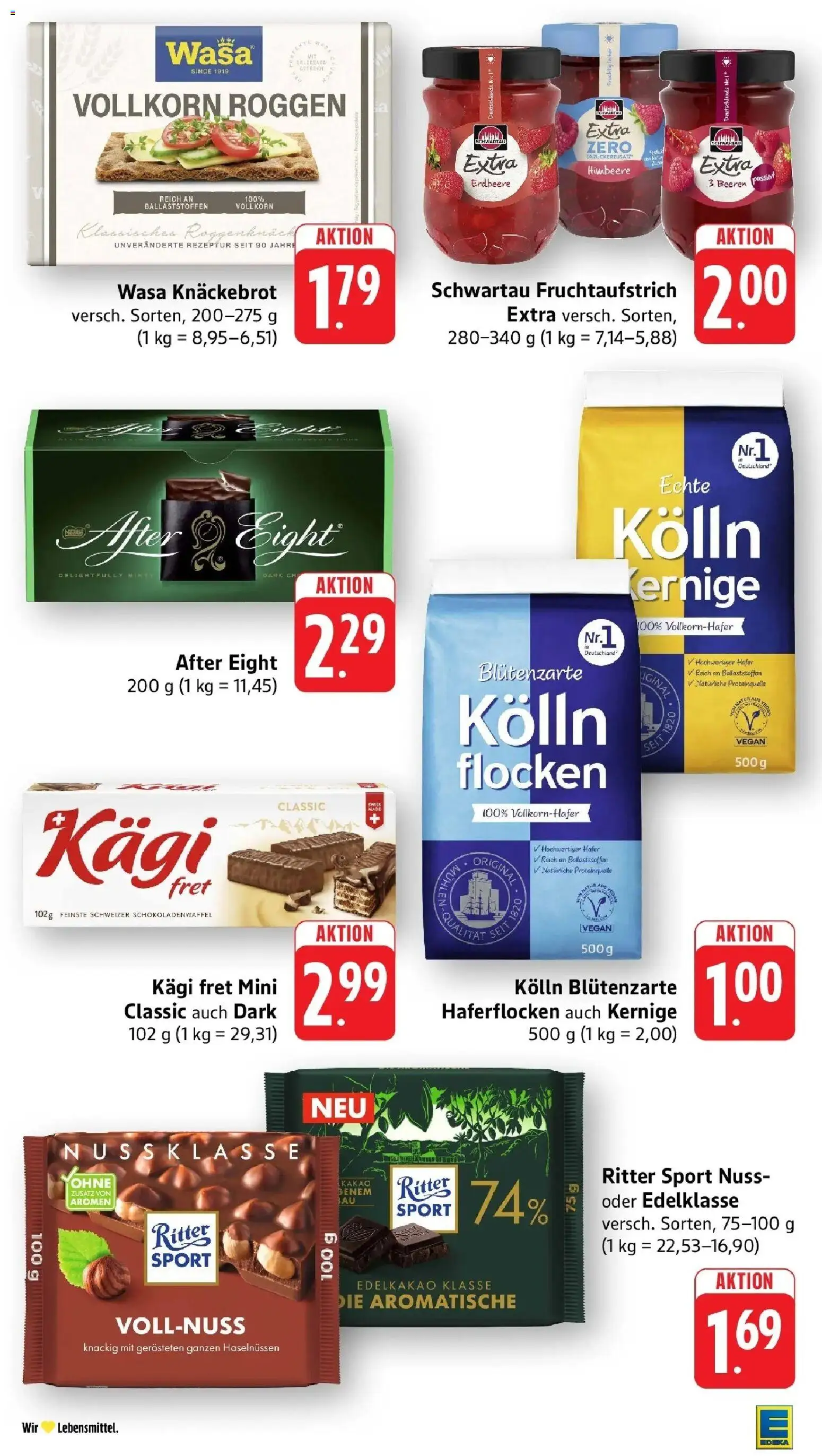 Edeka Prospekt Wangen (ab 24.08.2026) » Angebote Online | Seite: 25 | Produkte: Ritter sport, Himbeere, Wasa knackebrot, Flocken